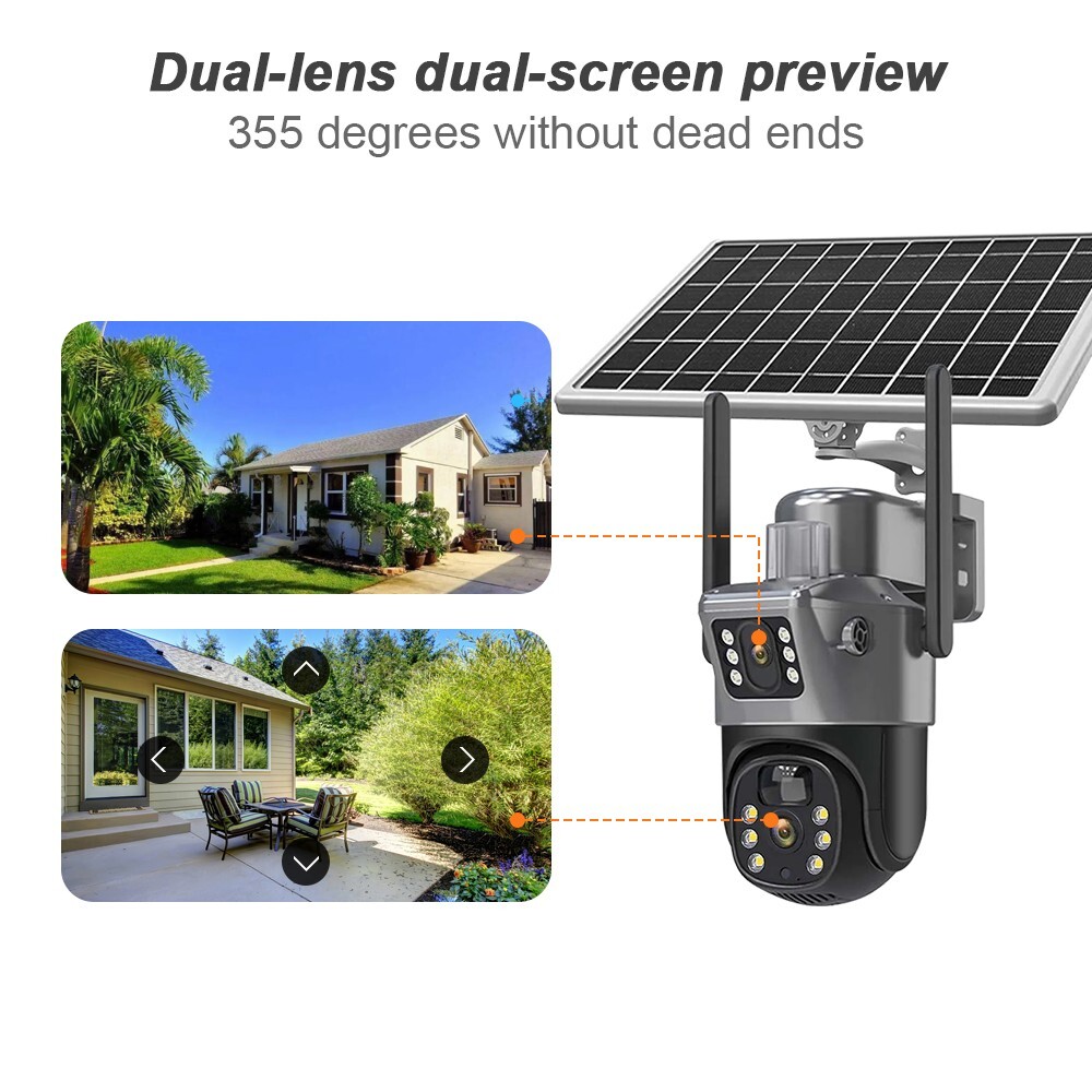 Wifi Solar Powered Security 8MP Wireless Camera PTZ FHD Waterproof Surveillance
