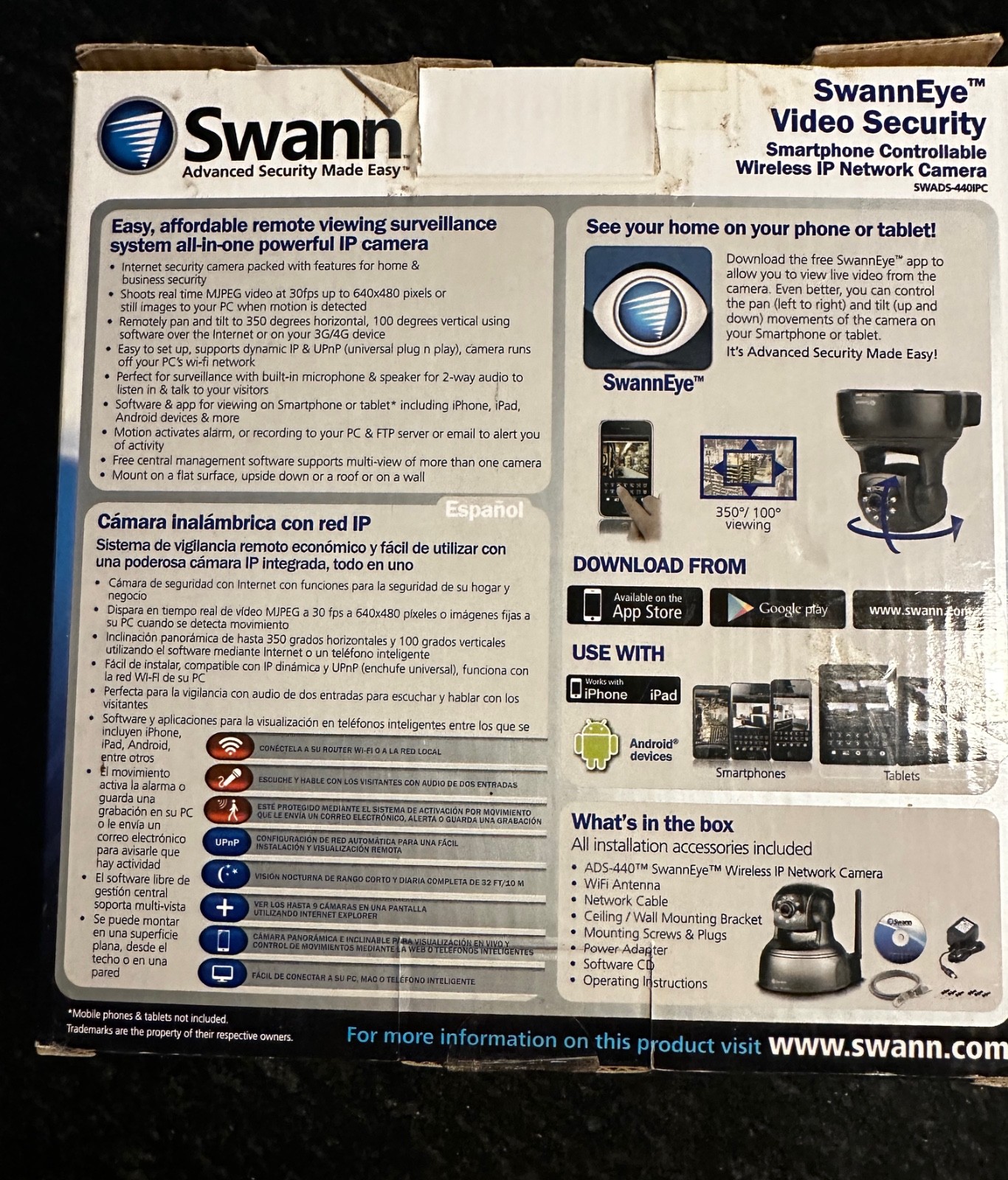 SwannEye SWADS-440IPC Video Security Wireless IP Network Camera (READ)