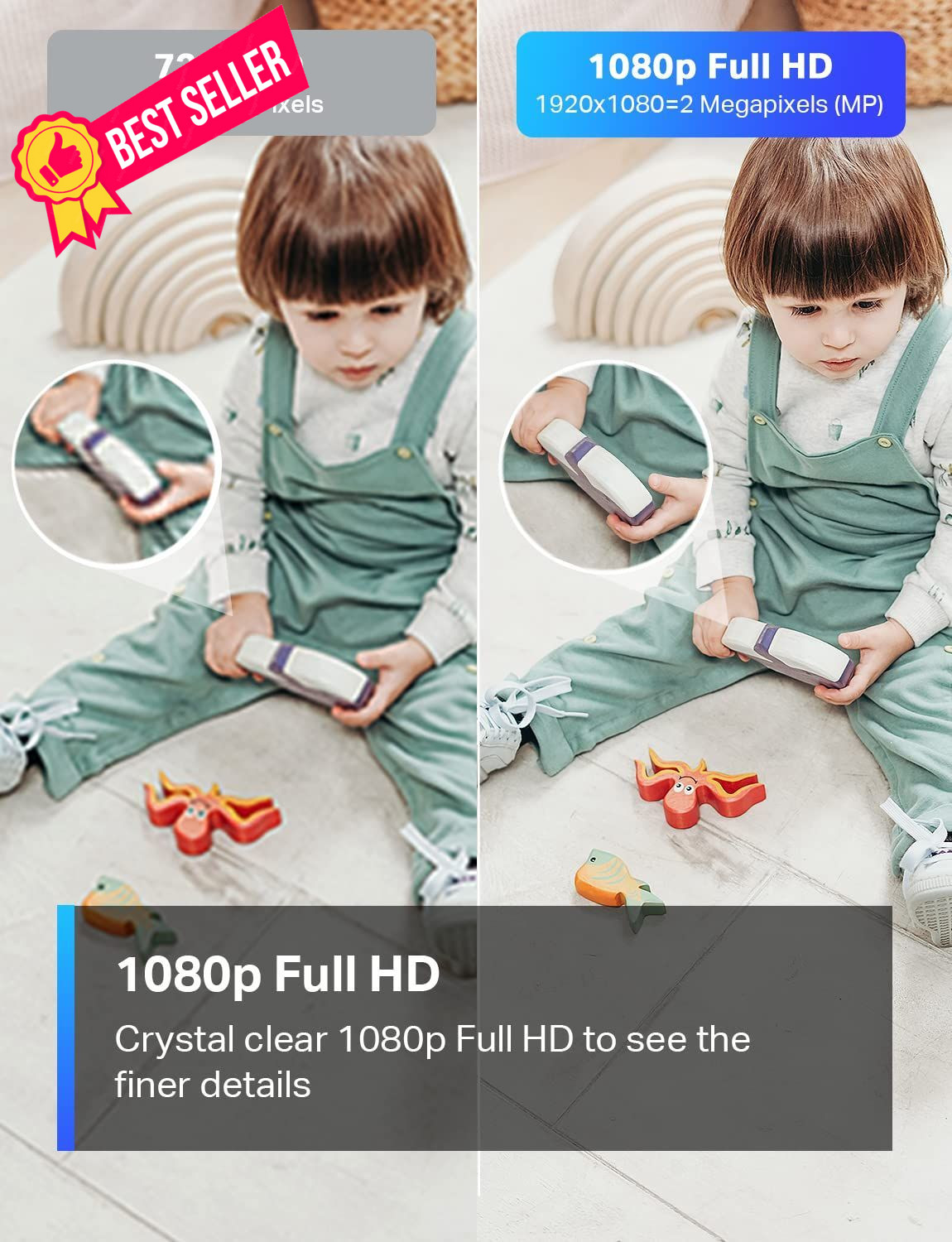 TP-Link Tapo 1080P Indoor Security Camera for Baby Monitor, Dog 1-Pack, White