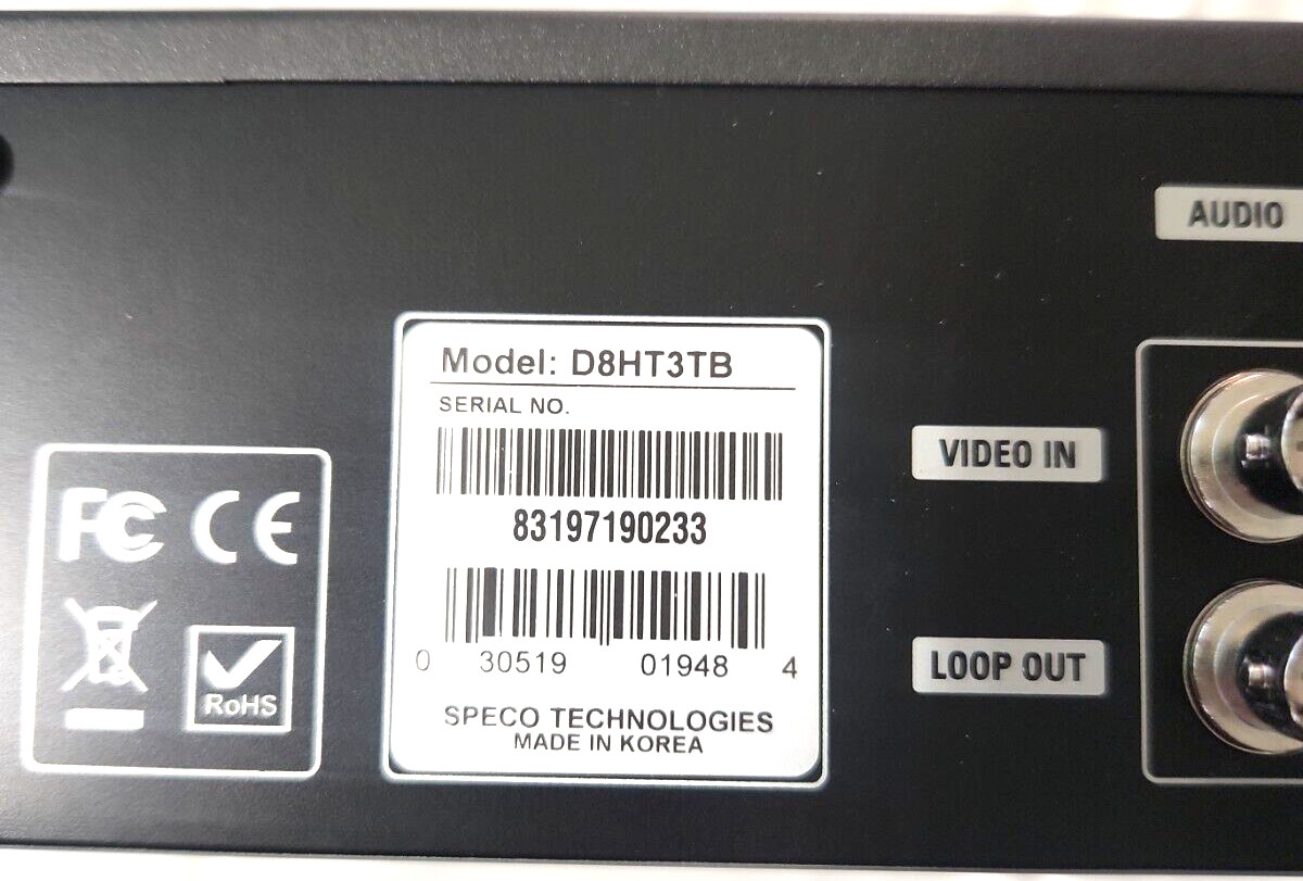 New Speco D8HT3TB 8 CH HD TVI & Analog Full Hybrid Digital Video Recorder DVR