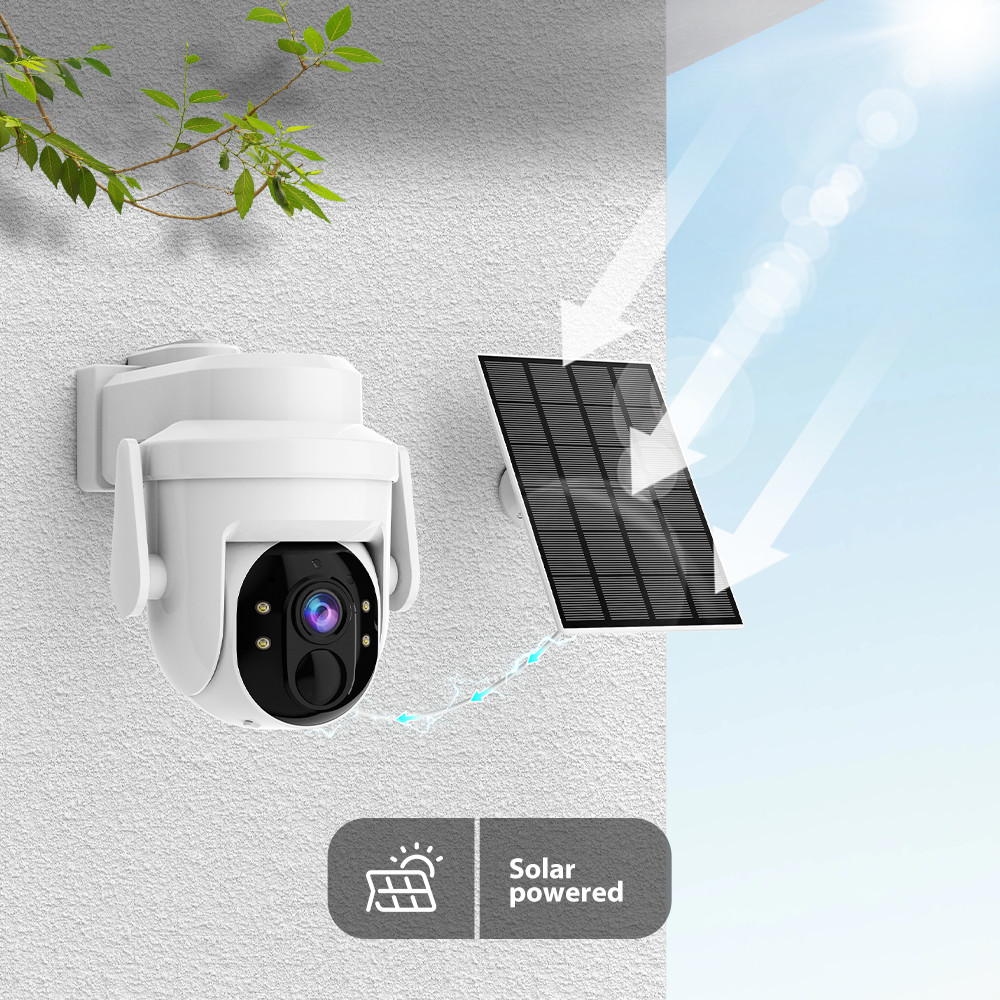 3PK Wireless Solar Security Camera WiFi Home Outdoor PTZ Camera Built-in Battery