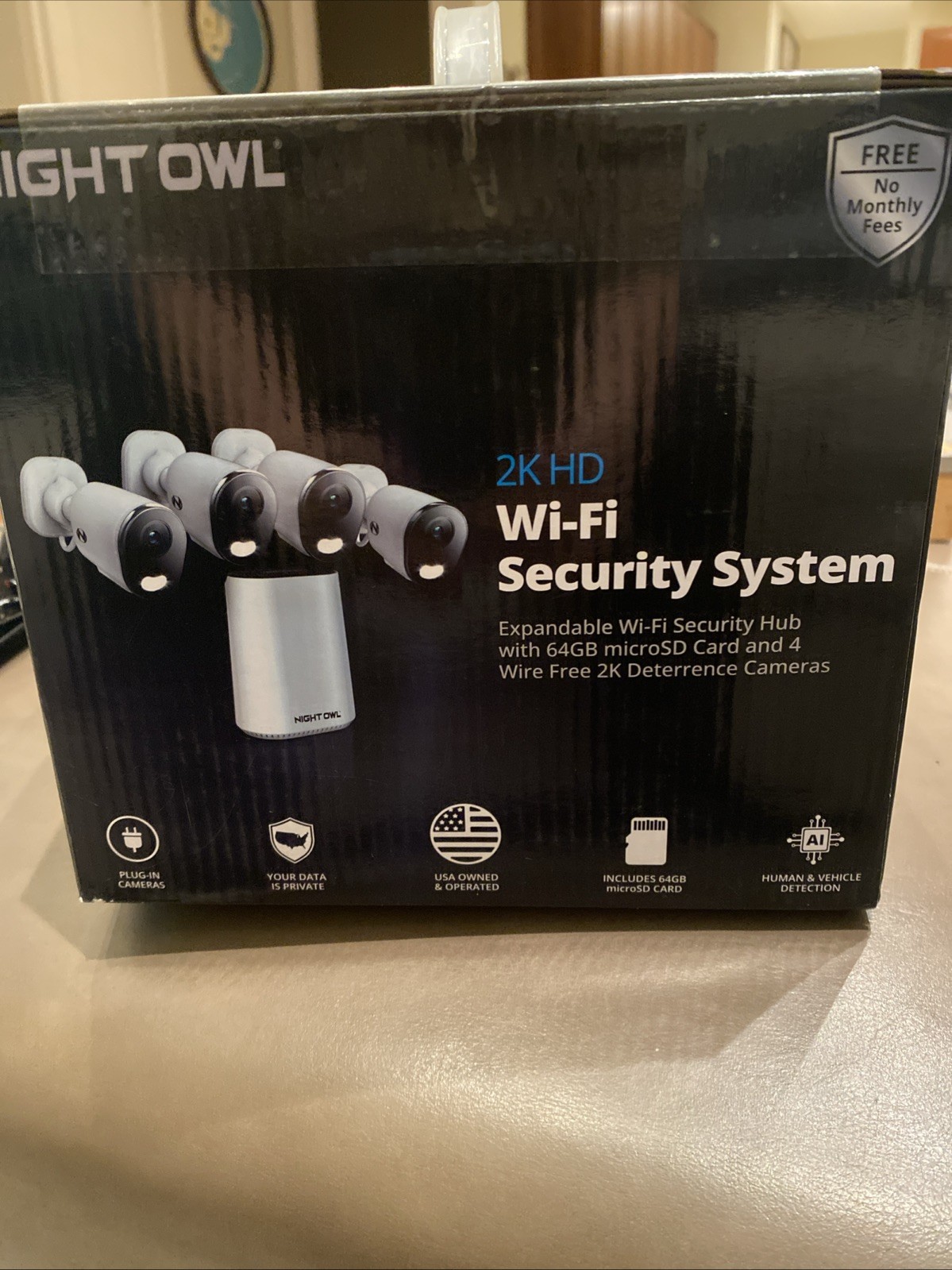 Night Owl 2K HD WiFi Security Hub With 4 Plug In Cameras