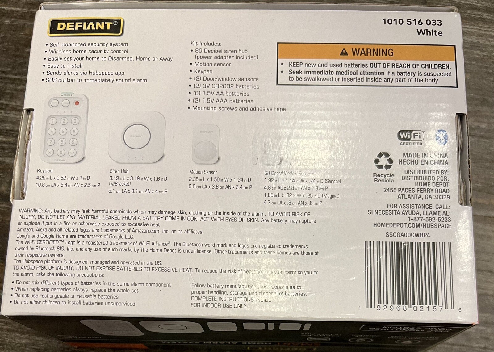Defiant 1010 516 033 Smart Home Alarm System NEW
