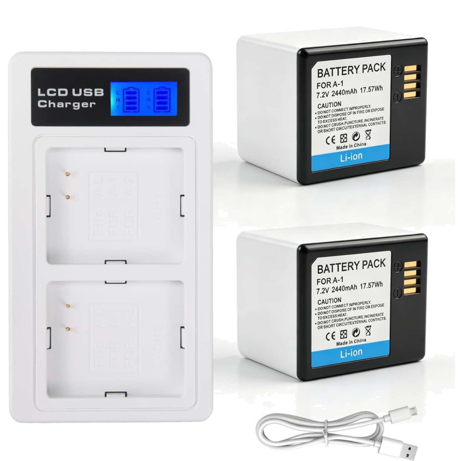 Rechargeable Batteries + LCD Charger for Arlo