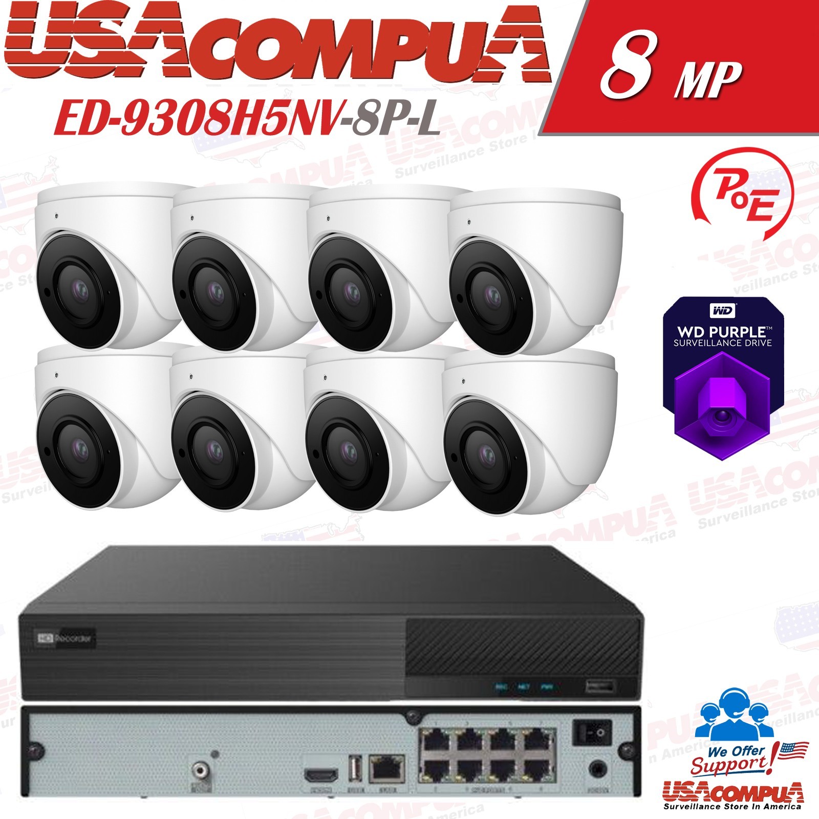 Titanium KITN168-4T 16Ch 8MP HD NVR Bundle/ 8x4MP IR IP Turret Cameras /4TB HDD