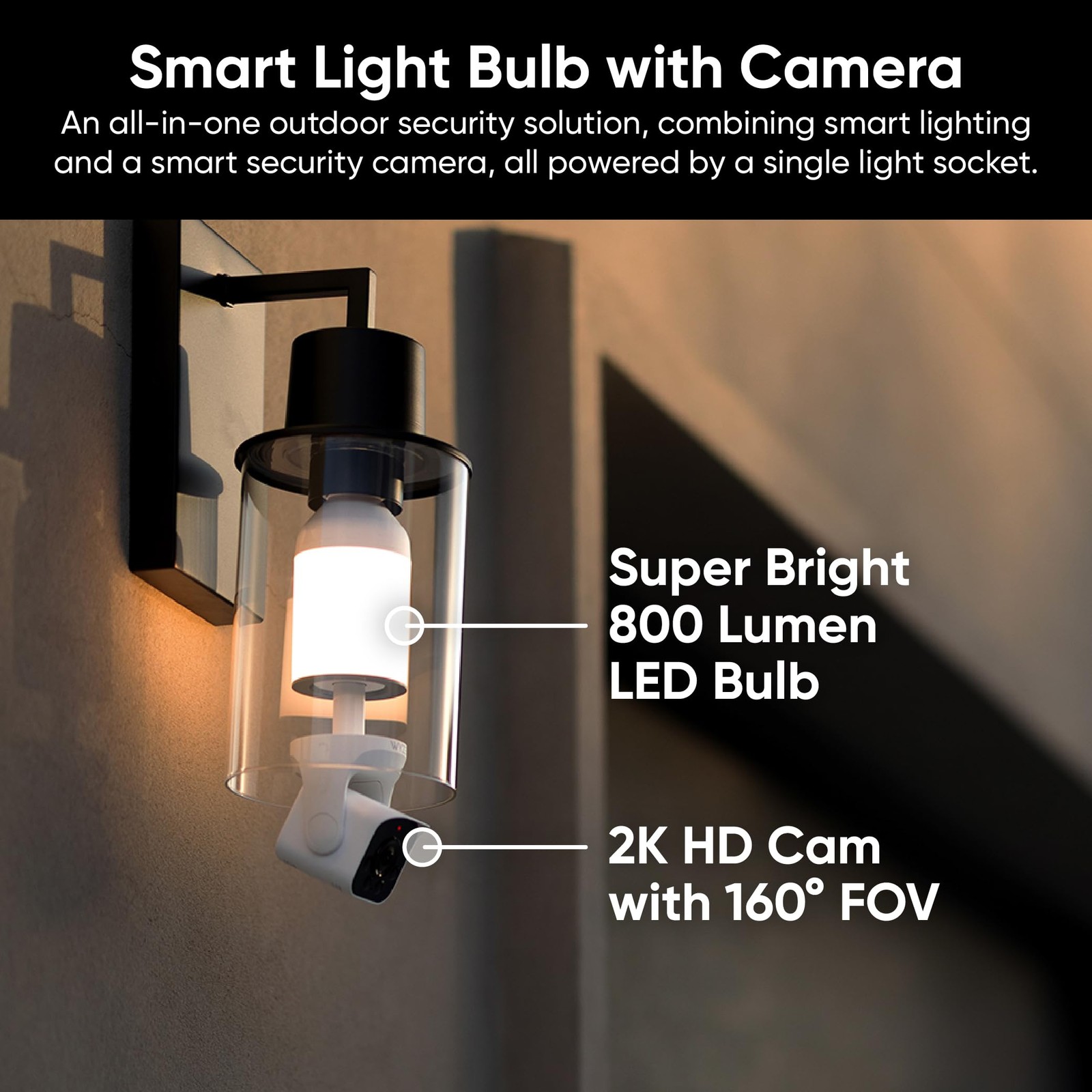 WYZE Bulb Cam Security Camera, 2K HD Outdoor 2.36*2.36*8.27 inches, White