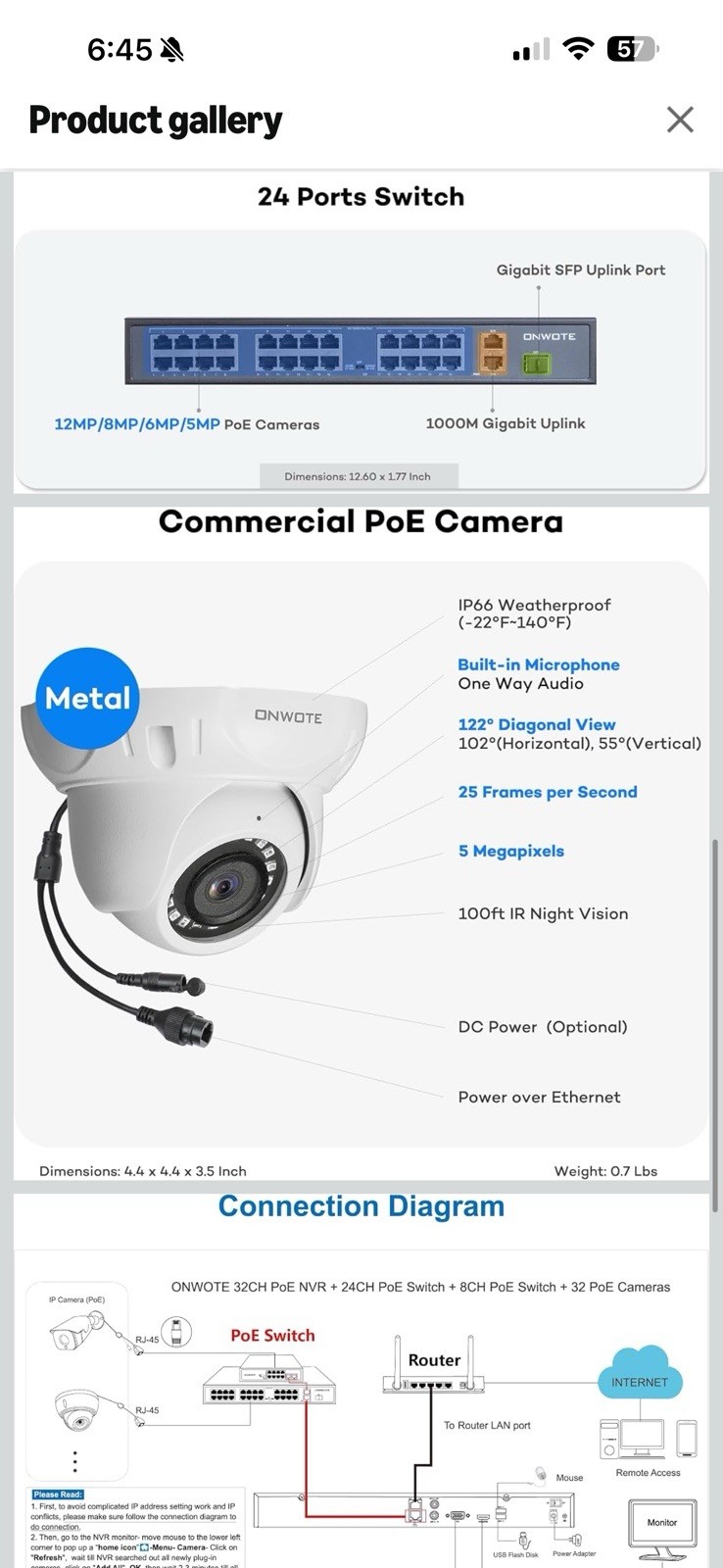 ONWOTE 32 Channel 12MP NVR, 20x 8MP PoE Security Camera System 8TB, Facial Recog