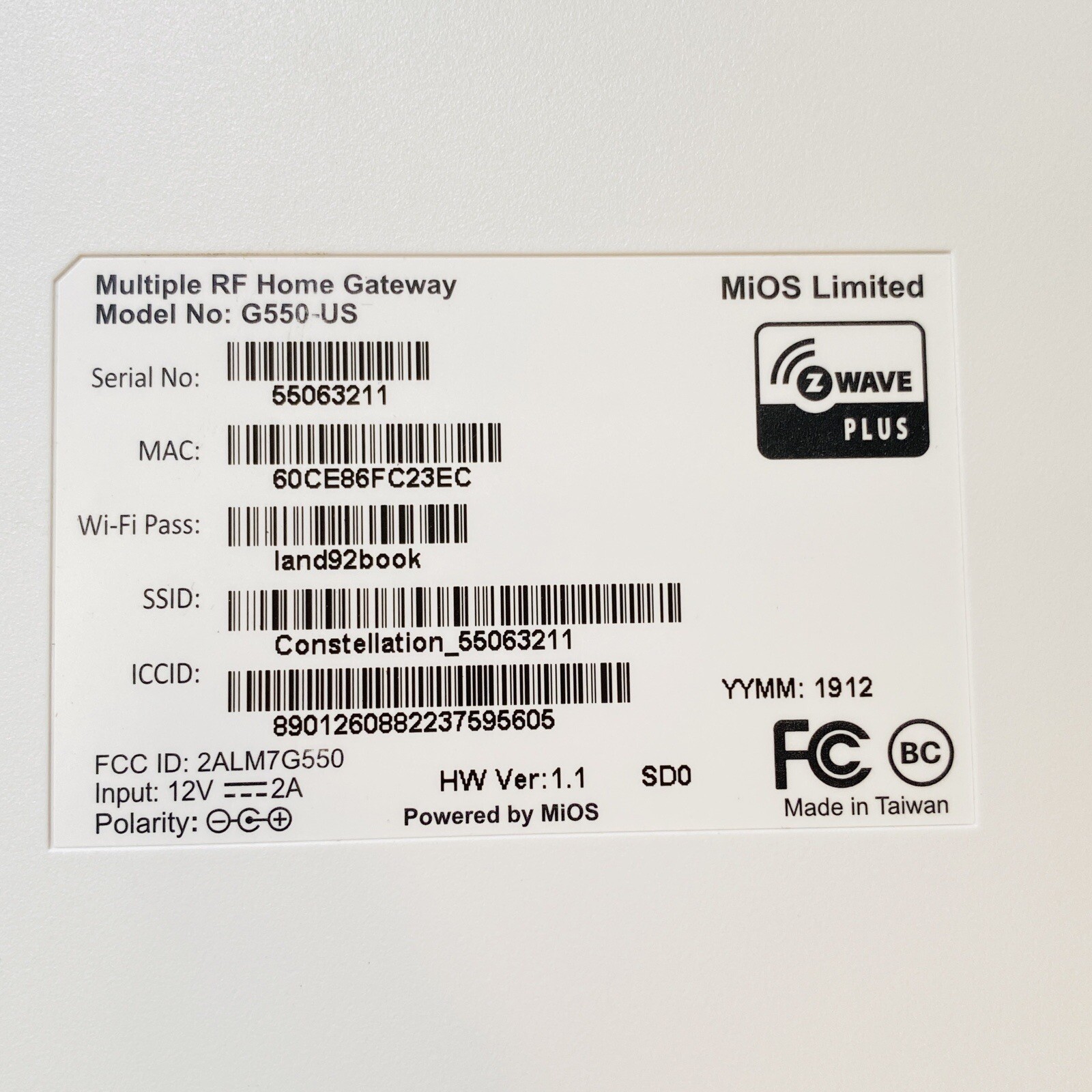Constellation Multiple RF Home Gateway Model G550-US – Used