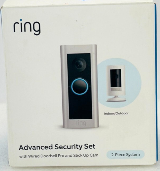 Ring Doorbell Pro with Stick Up Cam Night Vision and 2 Way Audio, Open Box