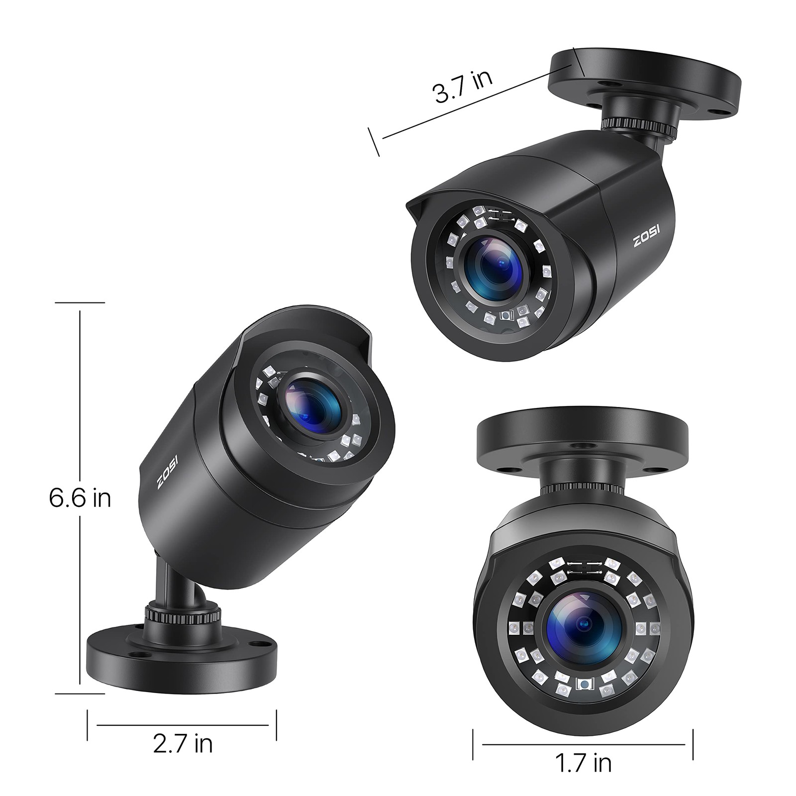ZOSI 1080P 4 Pack HD TVI Cameras, 80ft Night Vision, Outdoor Indoor Weatherpr…