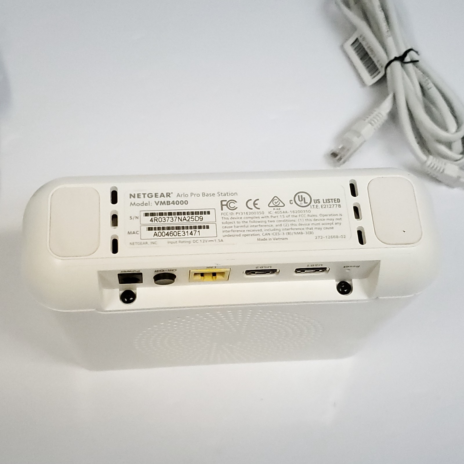 Netgear Arlo Pro Base Station VMB4000 with Power Supply Tested