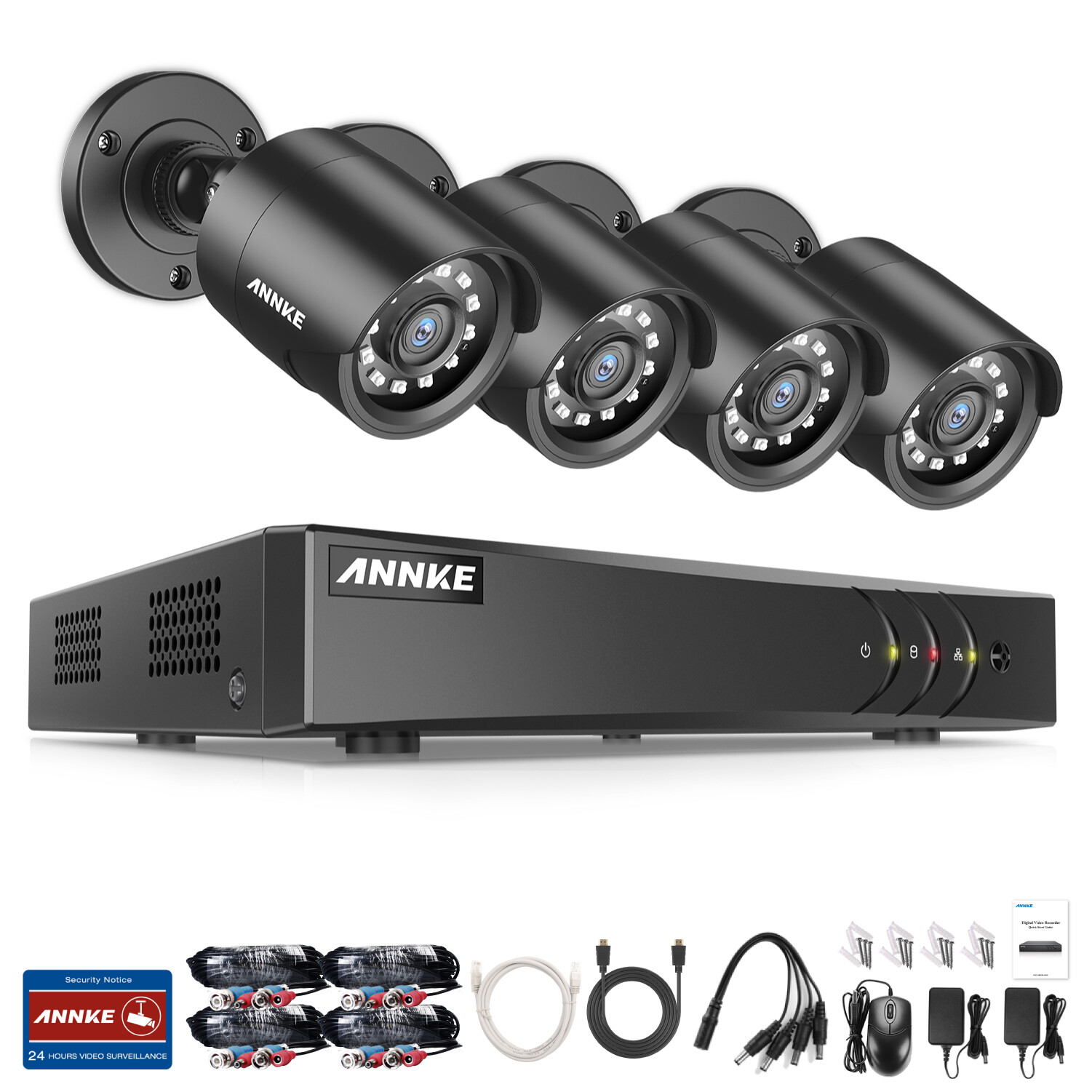 ANNKE 1080P Security Camera System 8CH 5MP Lite DVR AI Human Vehicle Detection