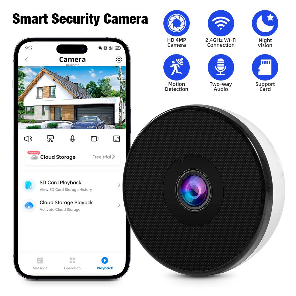 4MP WiFi Window Camera Infrared Night Vision Real Time Home Security Monitoring