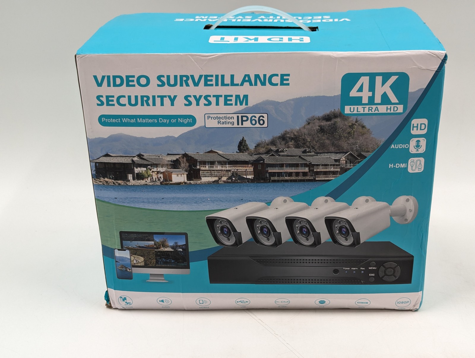 Unbranded 4K Video Surveillance 4-Camera Security System with Video Recording