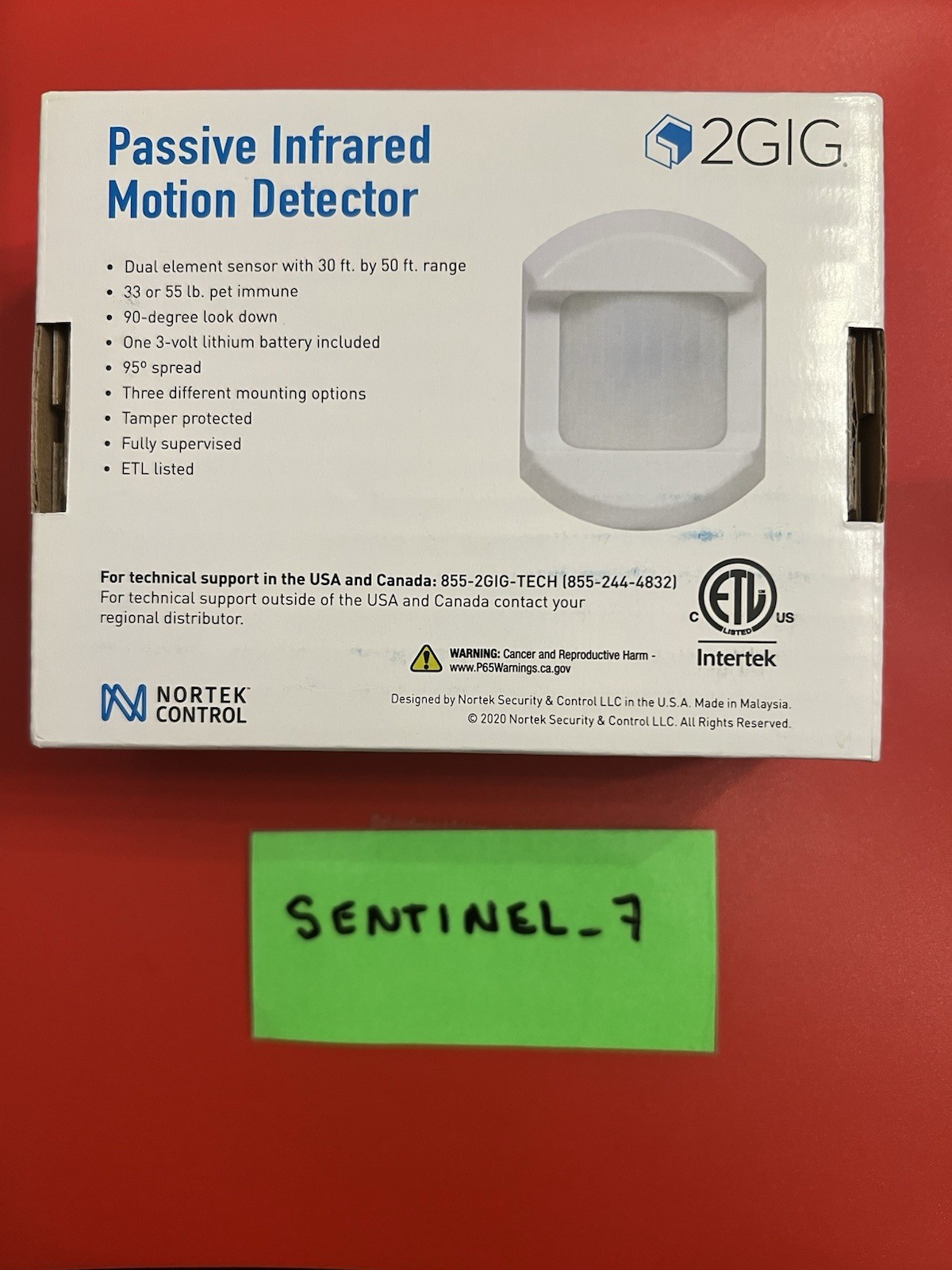 2GIG-PIR1-345 Wireless Passive Infrared Pet Immune Home Security Motion Detector