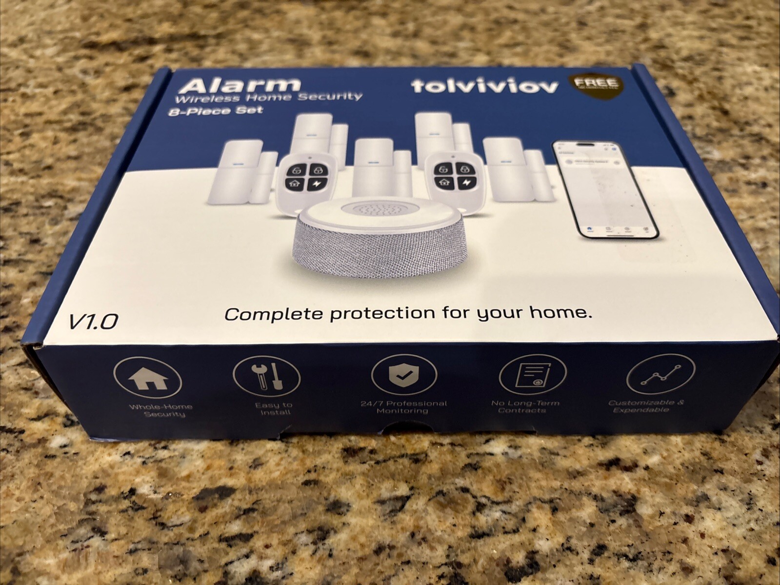 Tolviviov DP-W2 Smart Home Alarm Security System White Wireless (8-Piece Kit)