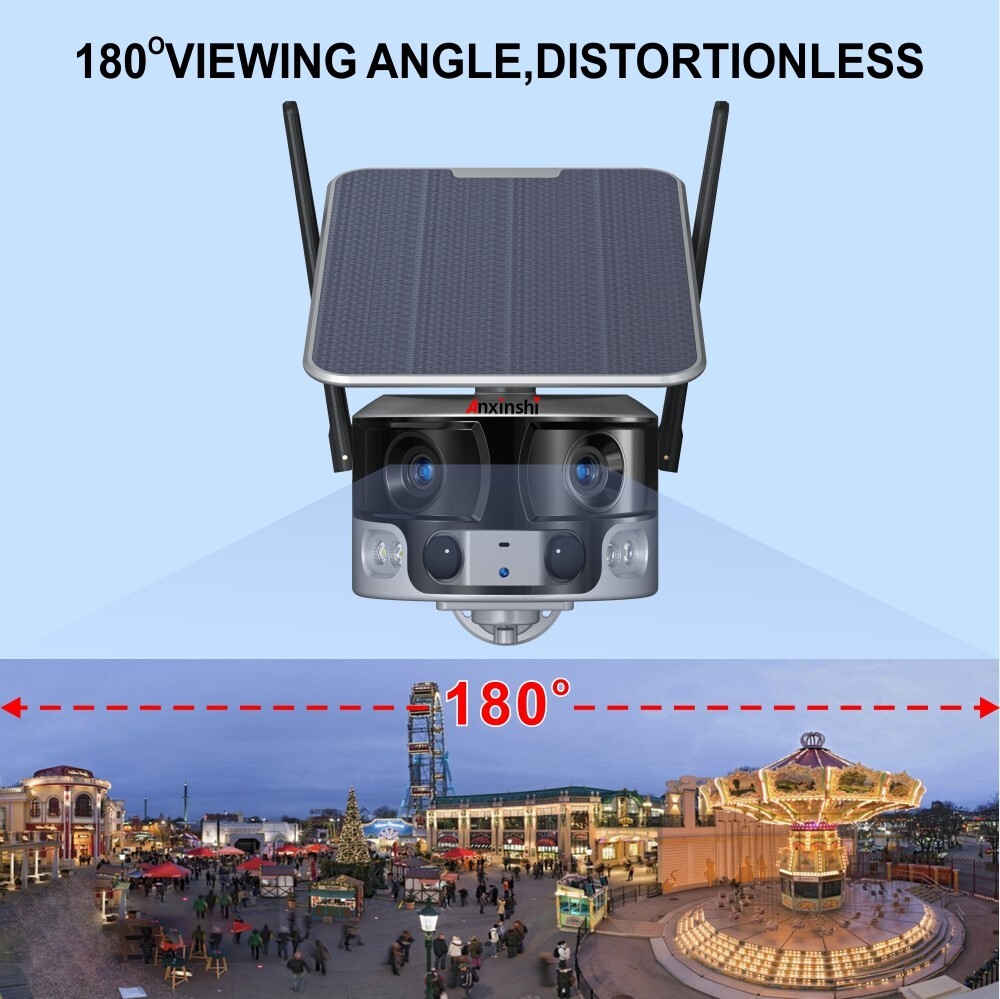 4K 8MP 180° Ultra Wide View Angle 4G Solar Security Camera Outdoor WIFI