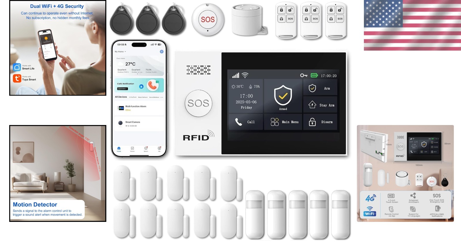 4.3” Touch Screen Wireless Alarm System – Alexa Compatible Home Protection