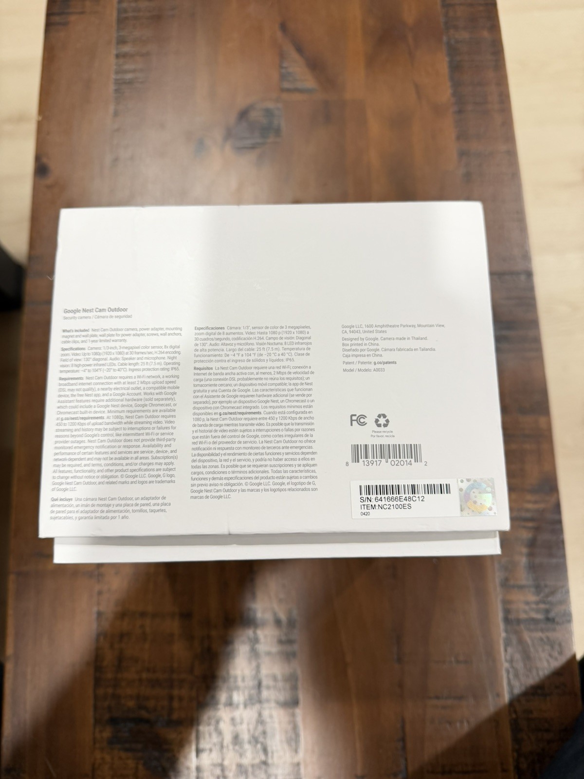 Nest NC2100ES Outdoor Security Camera