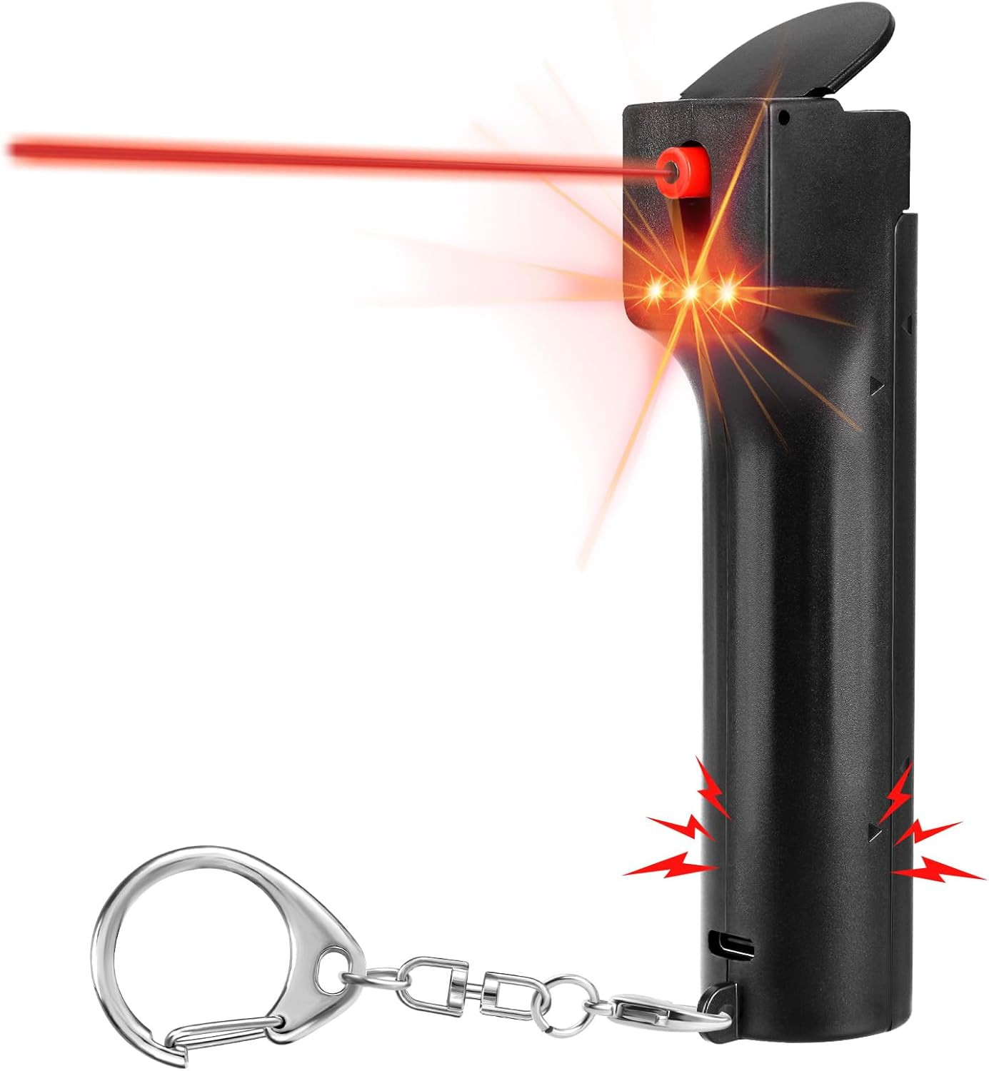 3-in-1 Pepper Spray Personal Alarm, 0.5oz 12ft UV Marking Dye Gel, 140dB Siren R