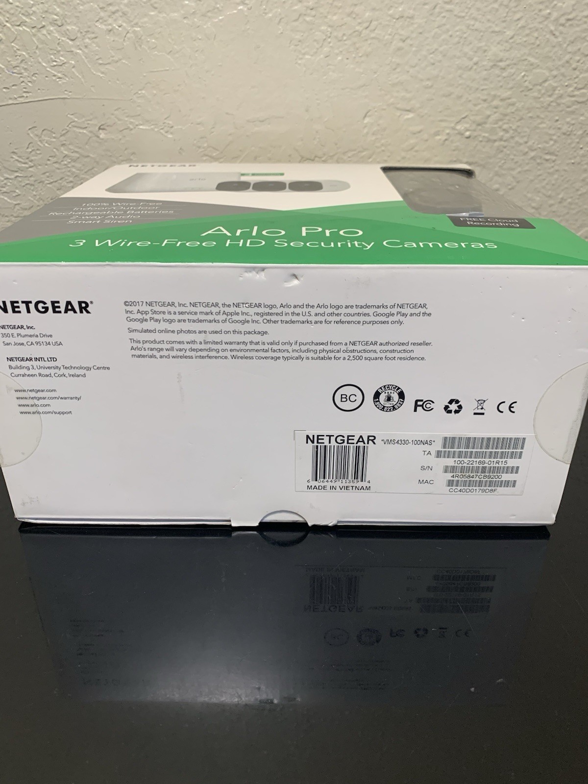 Arlo Pro Netgear VMS4330-100NAS 3 Camera HD Security System Brand New In Box