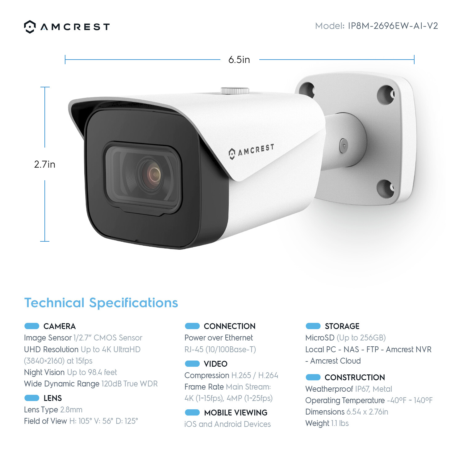 Amcrest 4K 8-Channel Security Camera System with H.265 (NV4108E-HS-IP8M-2496EW)-