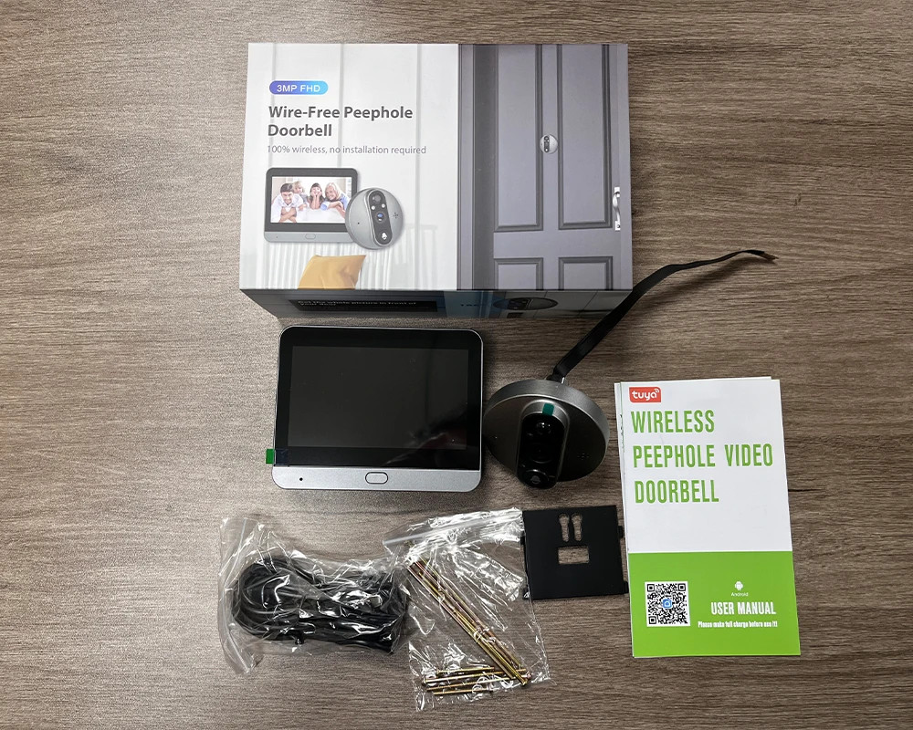 Tuya 3MP WiFi Peephole Doorbell Camera PIR Motion Detector 4.3in Digital Viewer