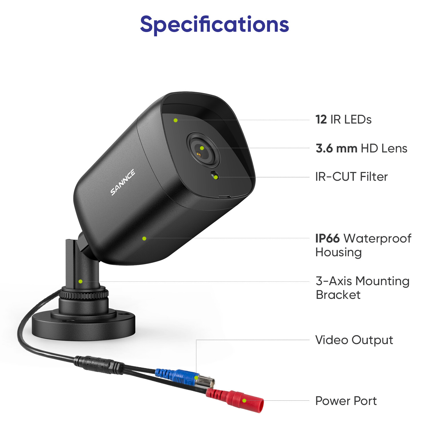 SANNCE 4pcs HD 5MP Bullet Home Security Camera Outdoor Night Vision IP66 CCTV