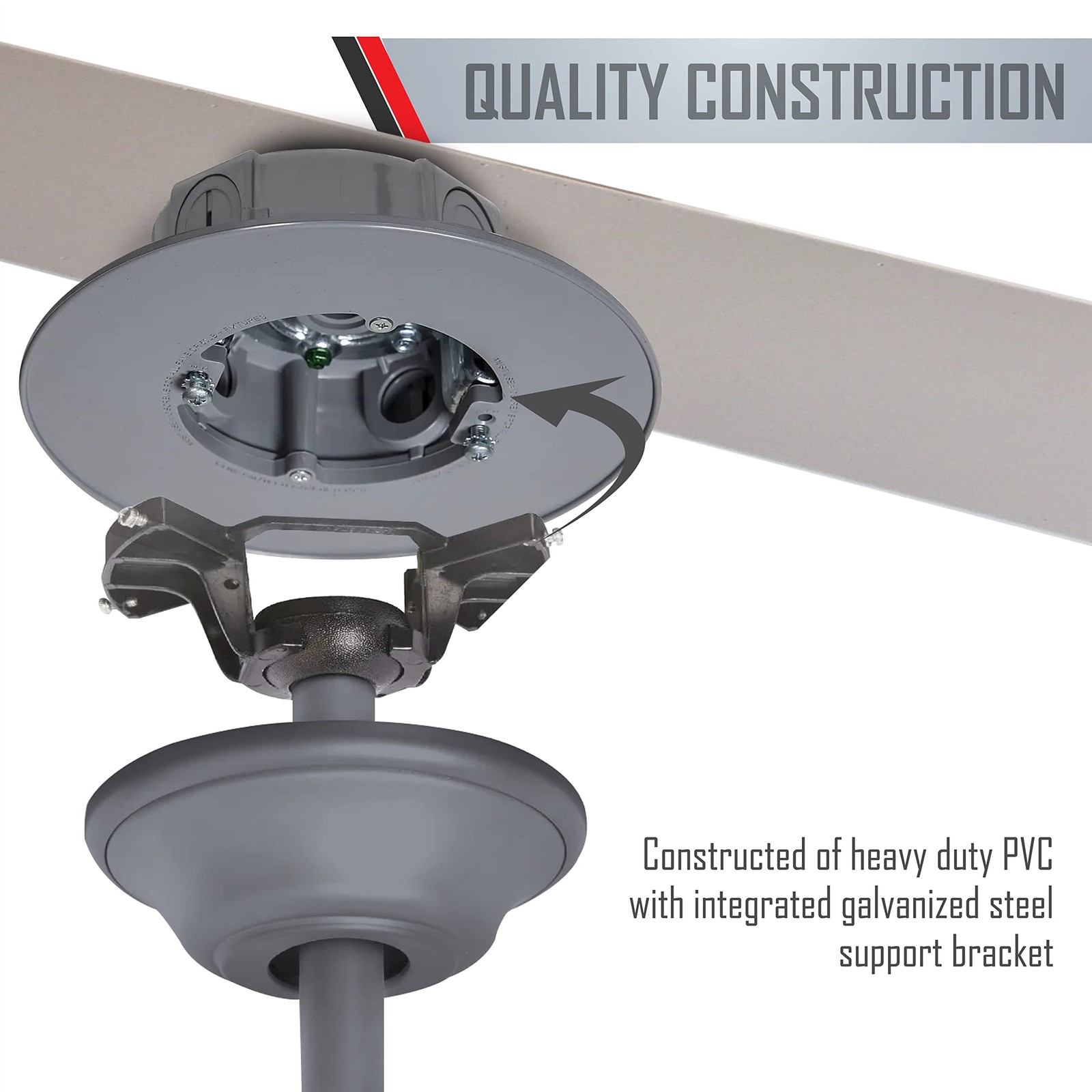 Hubbell-Bell PRCF57550GY Ceiling Fan Electrical box, Gray, 4 in. 4 in., Gray
