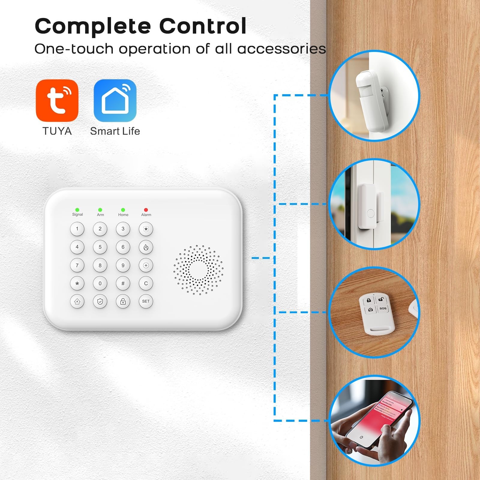 Wireless Home Security Alarm System – WiFi Remote Control, Motion Detection, Doo