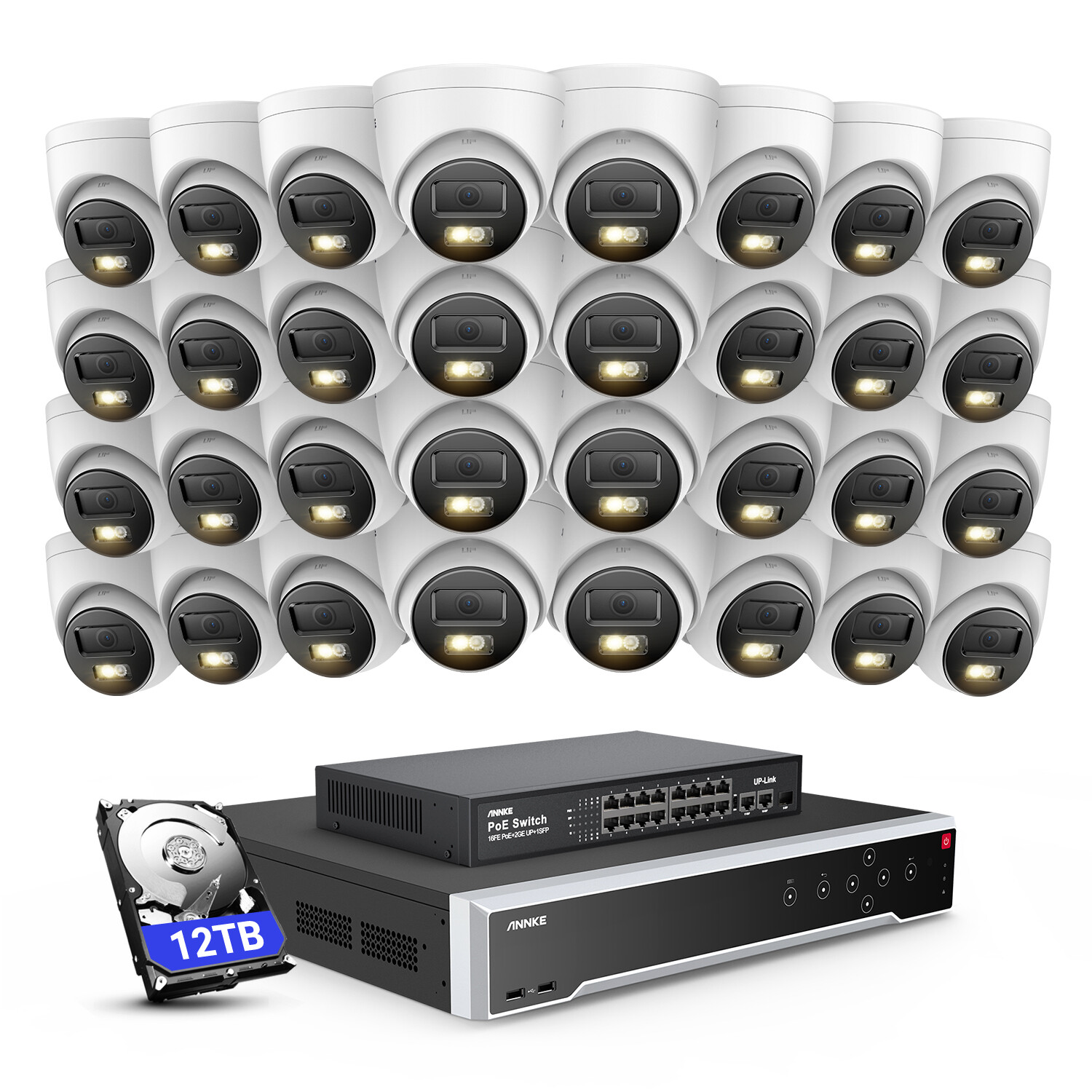 ANNKE 32CH 12MP NVR 3K POE Security Camera System Audio Recording AI Color Night