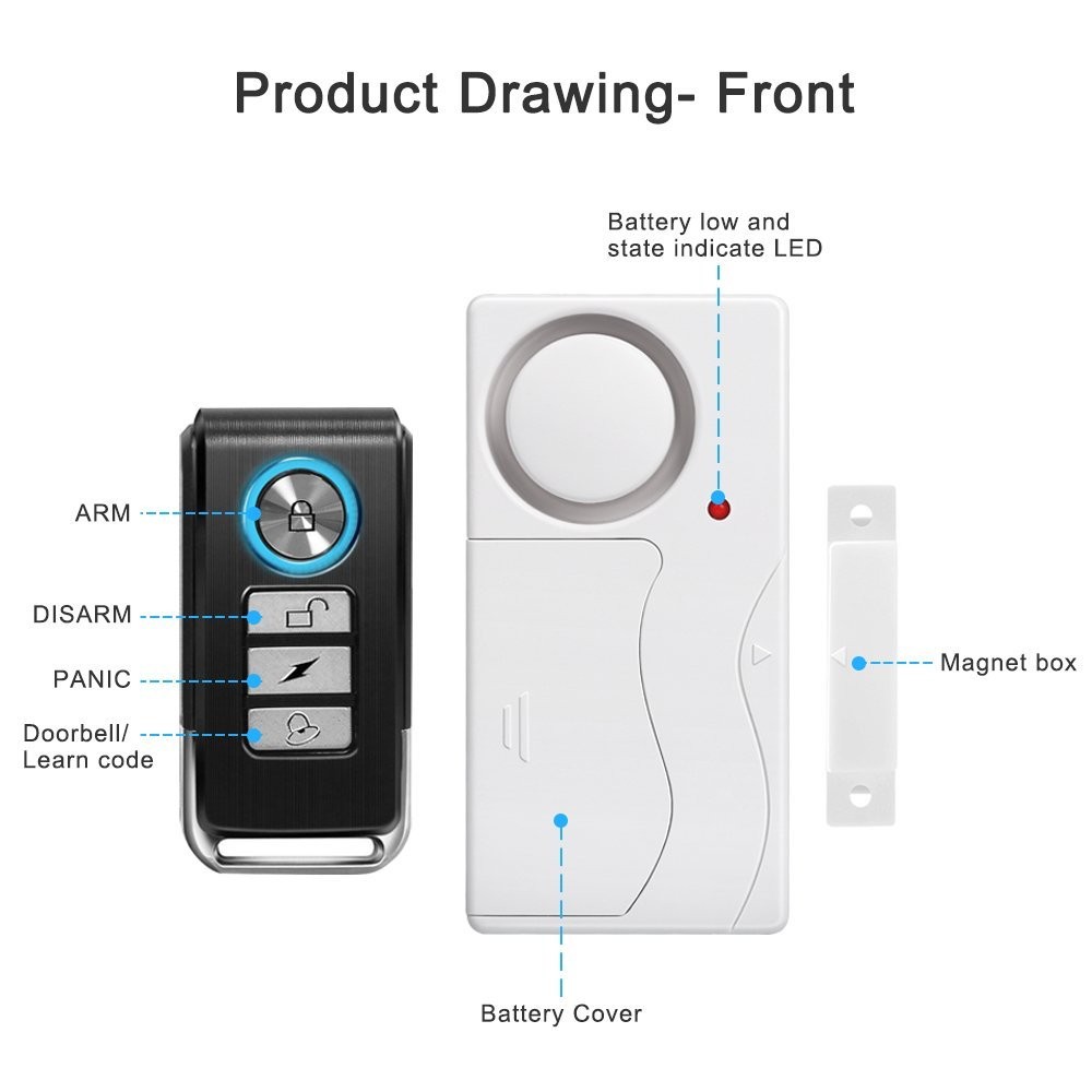 NO WIFI Window Door Alarm Set with Remote Control Dingdong Welcome Mode DIY Pair