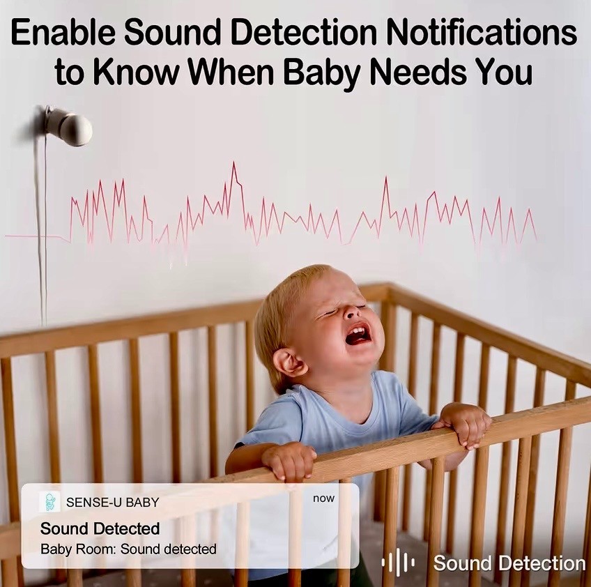 Camera Surveillance Security Recorder Sense-U PTZ Smart 2K Video Baby Monitoring