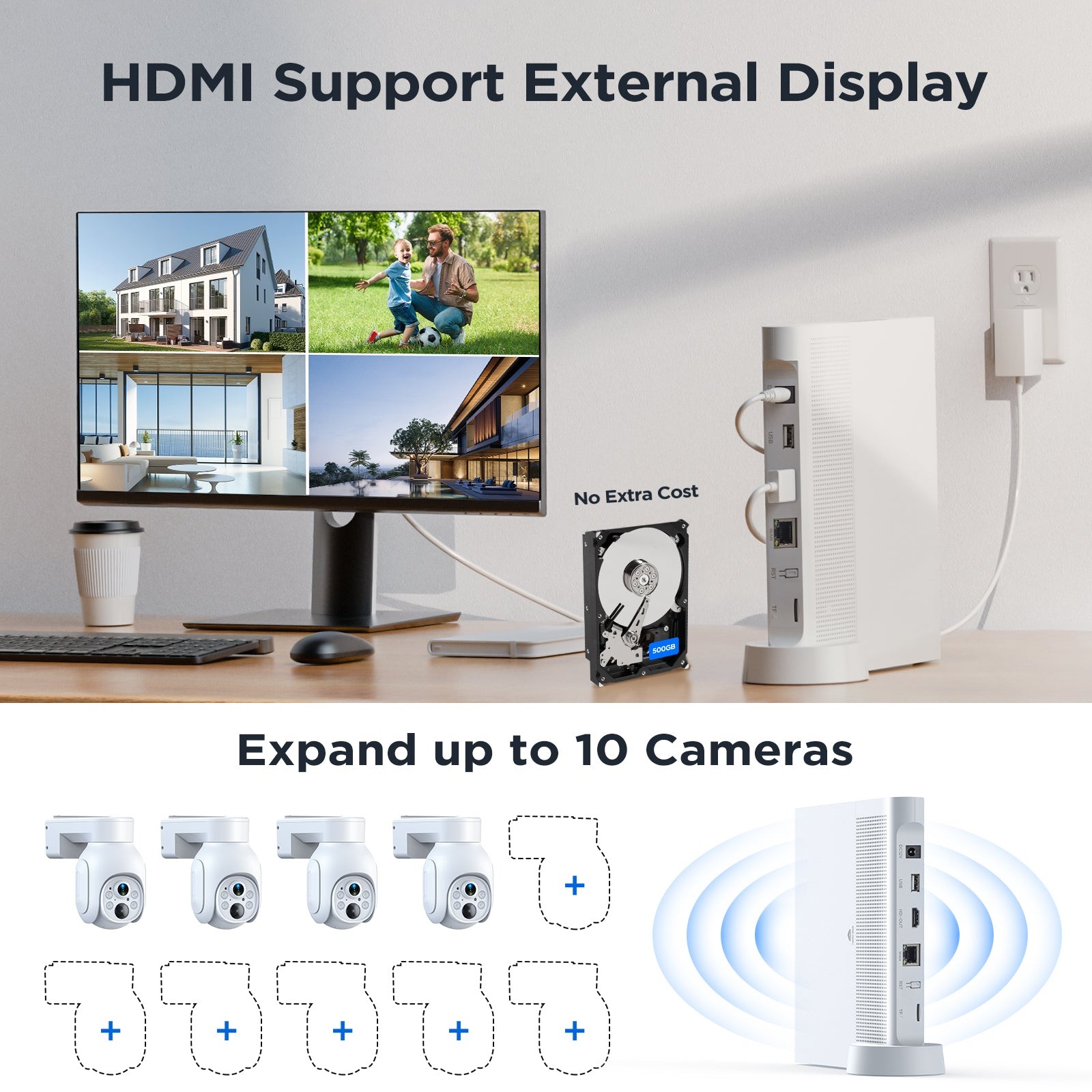 4MP Wireless Security Camera System 2K Solar Powered Wifi IP Cameras 10CH+500GB