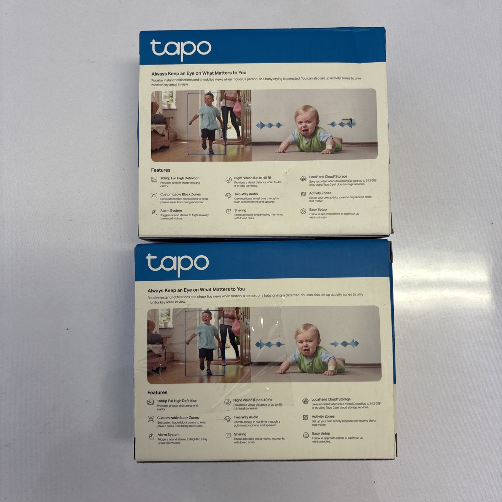 2x Bundle TP-LINK Tapo 2k Indoor Security Wi-Fi Camera Tapo Night Vision White