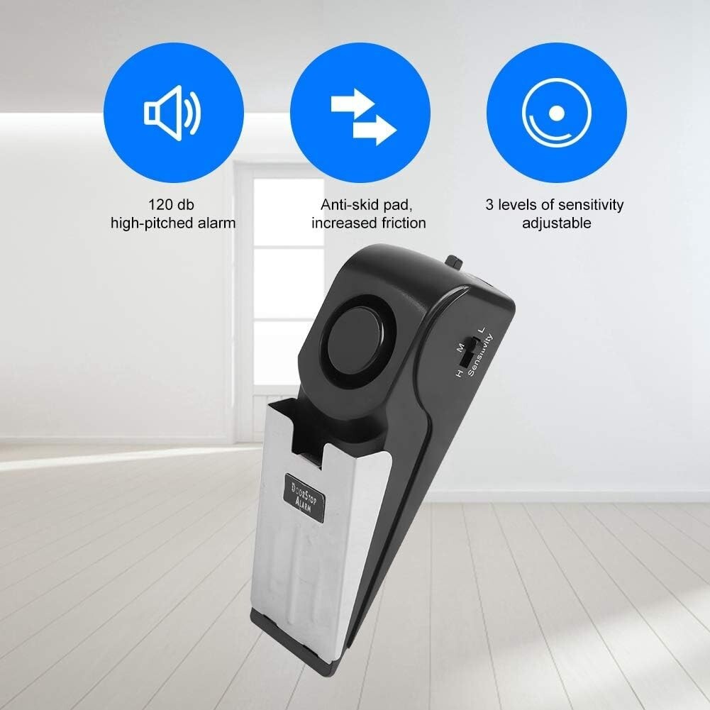 Wireless Travel Door Stop Alarm Portable Security Alert Wedge Stopper Hotel Bx22