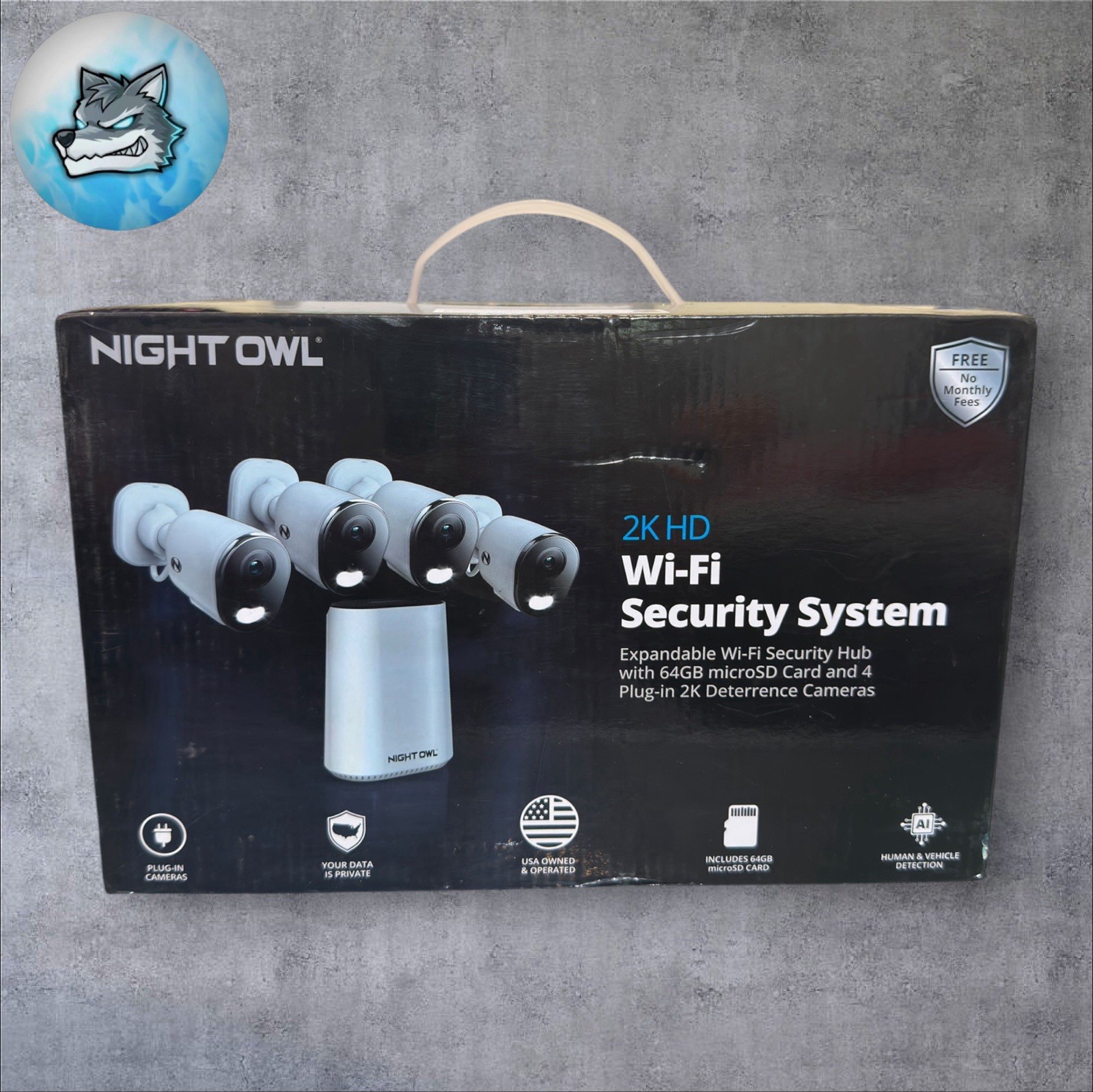 Night Owl 2K Wi‑Fi Recorder Security System 8‑Channel w/ 4 Cameras 64GB AI