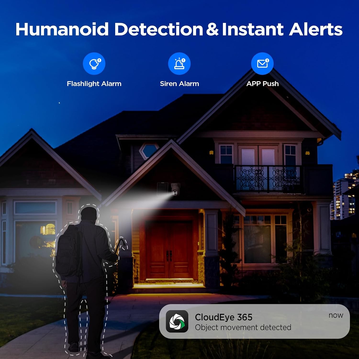 Solar Powered Wireless Security Camera System Outdoor 4MP Wifi PTZ Camera 500GB