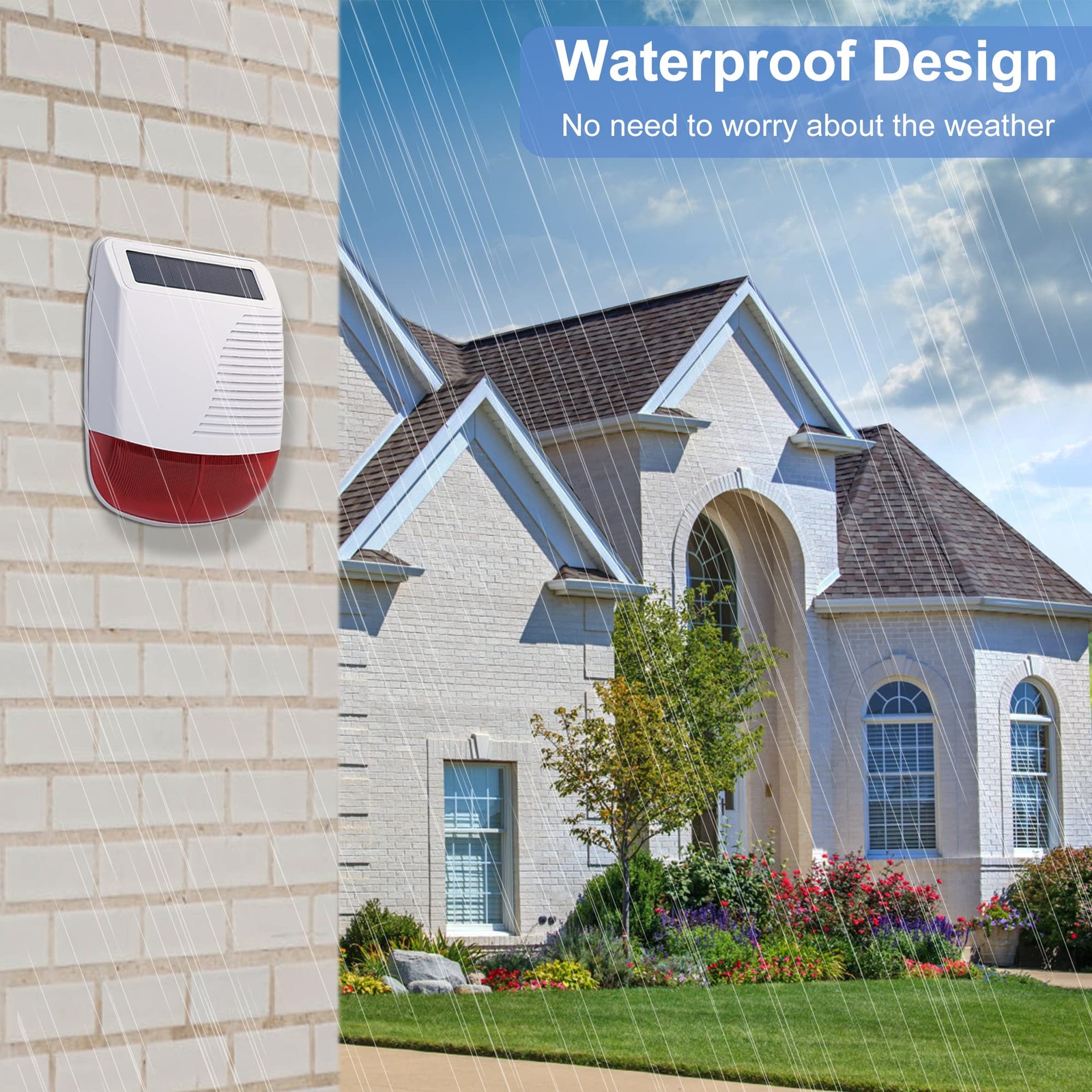 Solar Strobe Alarm Light 120db Sound Security Siren Light IP67 Waterproof for…
