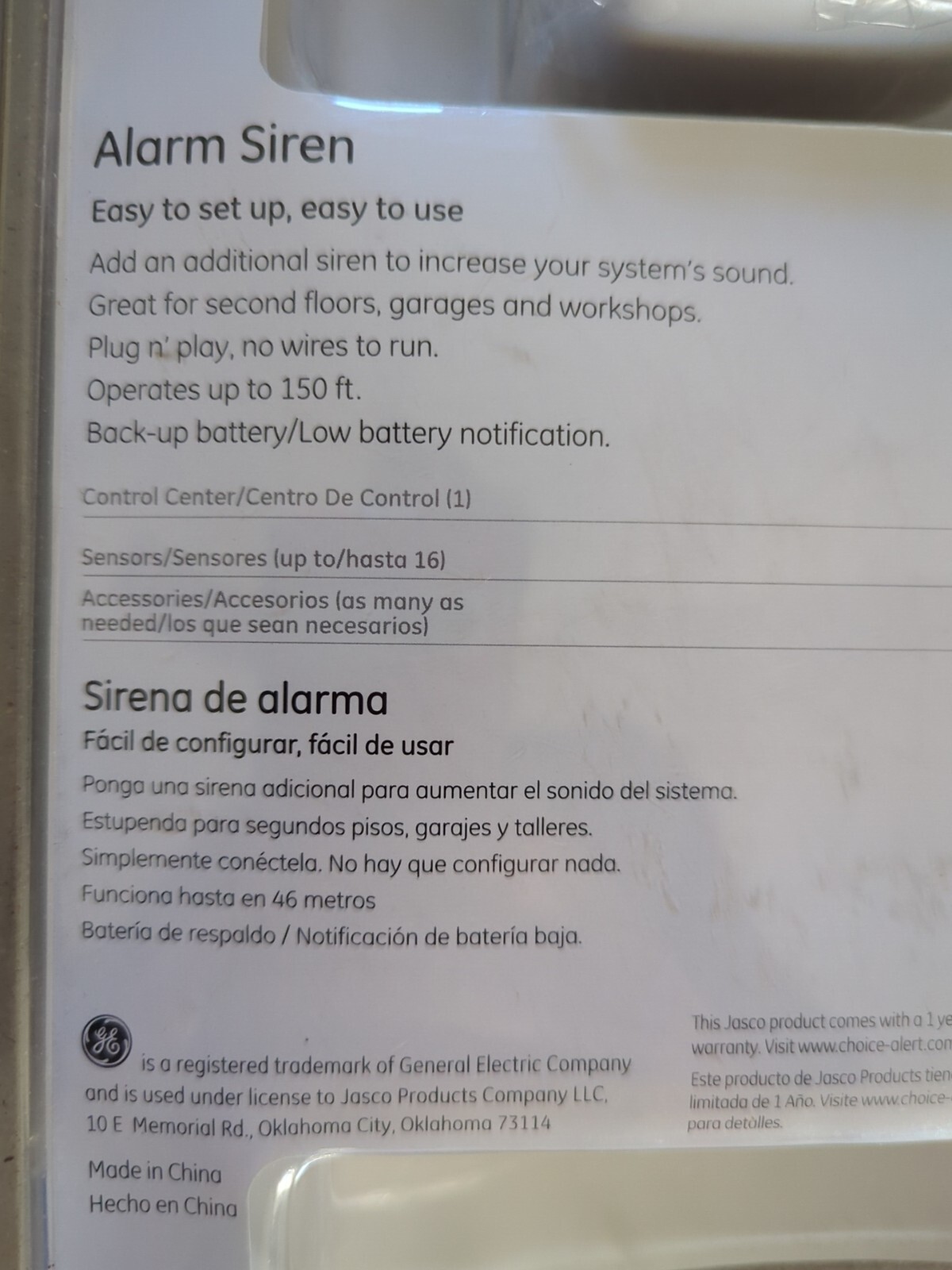 GE Wireless Alarm System Additional Siren To Increase Your System’s Sound New