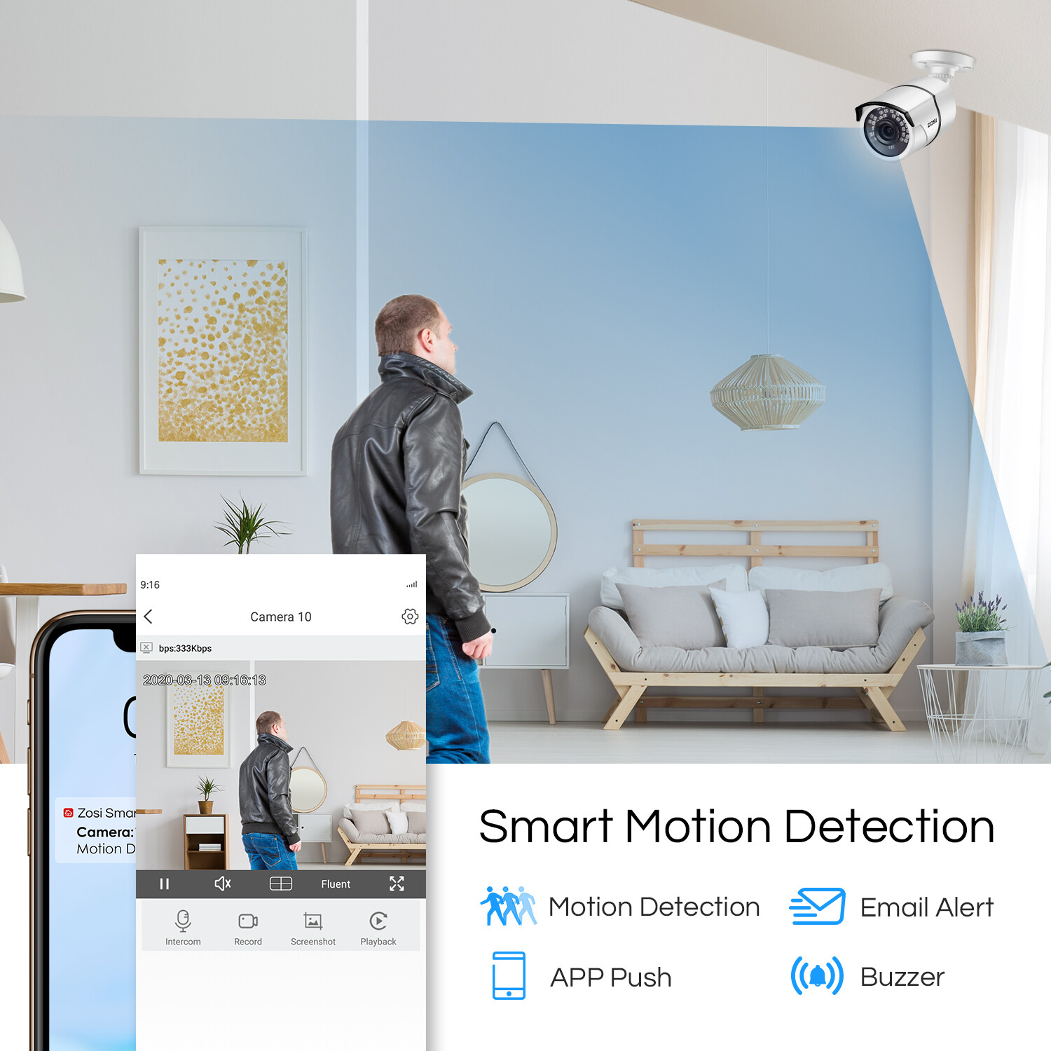 ZOSI H.265+ 5MP 8CH NVR HD POE Security Camera System Outdoor Watherproof 2TB