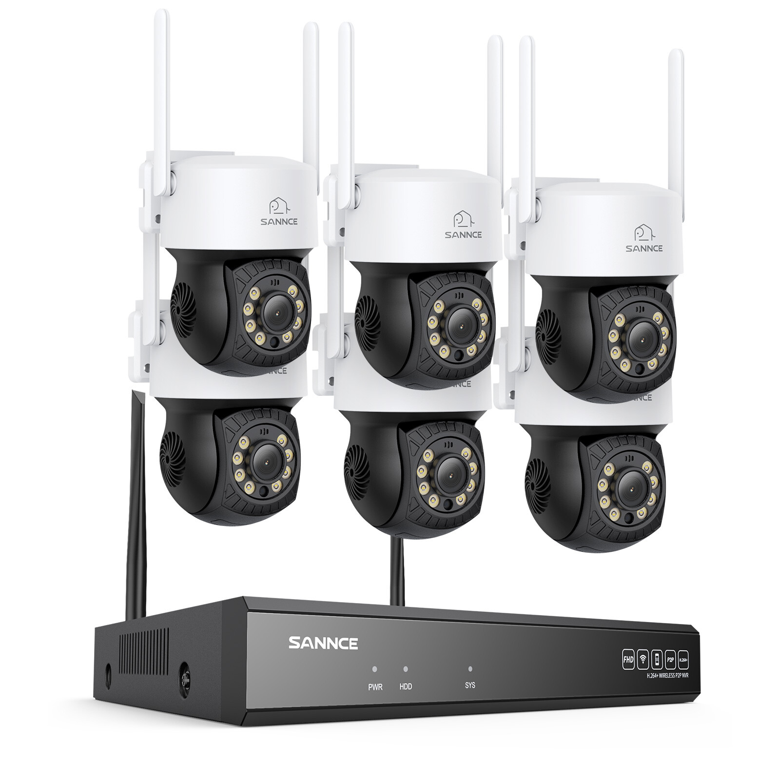 SANNCE 5MP 16CH NVR Full Color 6x Wireless PT Security Camera System 2 Way Audio
