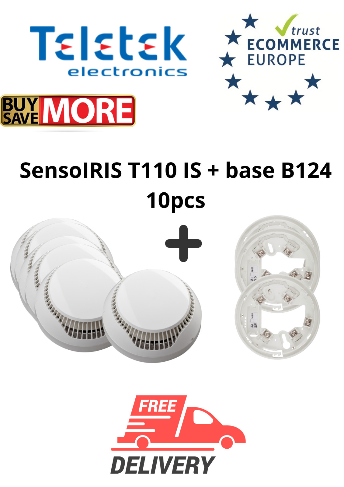TELETEK Fire Alarm Addressables Detectors SensoIRIS T110 IS + base B124 10pcs