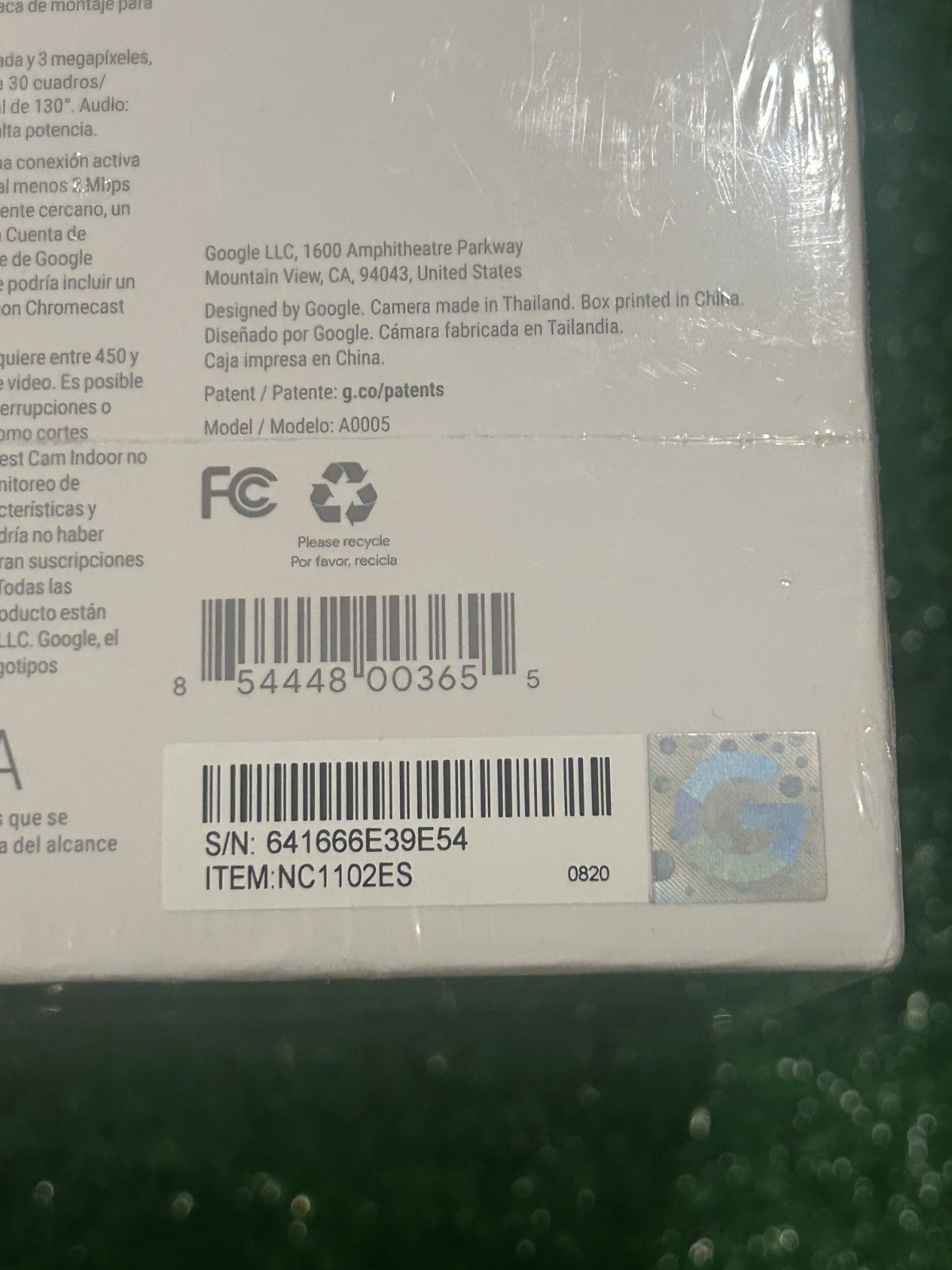 Brand New Sealed Google Nest Cam Indoor Camera A0005 NC1102ES 1st Generation