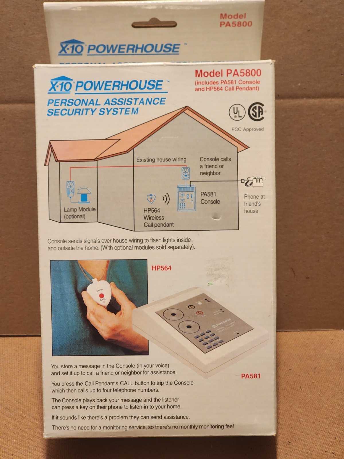 X10 POWERHOUSE PA5800 PERSONAL ASSISTANCE SECURITY SYSTEM PA581 PENDANT HP564