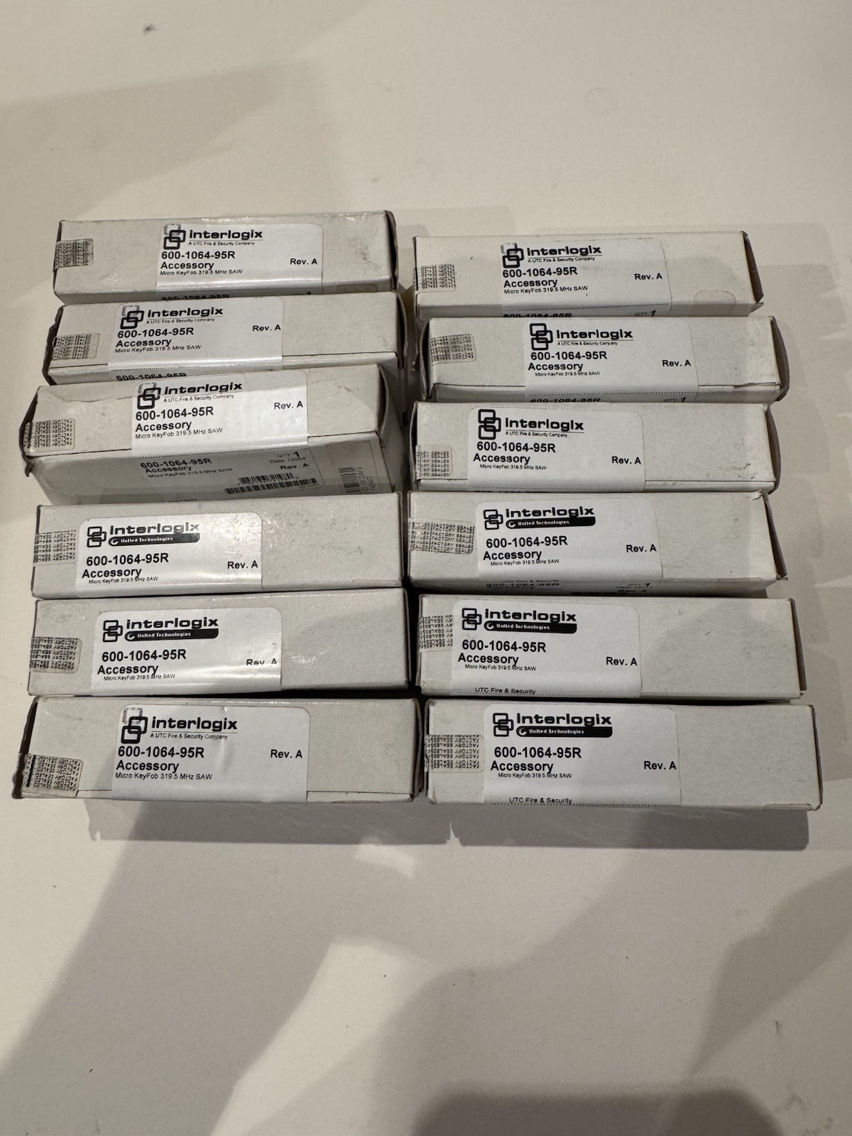 GE Interlogix 600-1064-95R Micro 4 Button Wireless Remote Keyfob (Lot of 12)