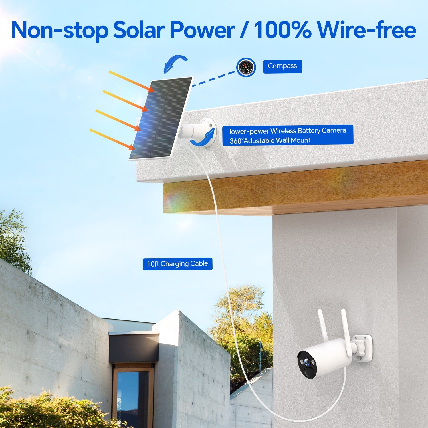 2K Solar Powered Wireless Security Camera System 4MP Outdoor Wifi IP Cameras Set