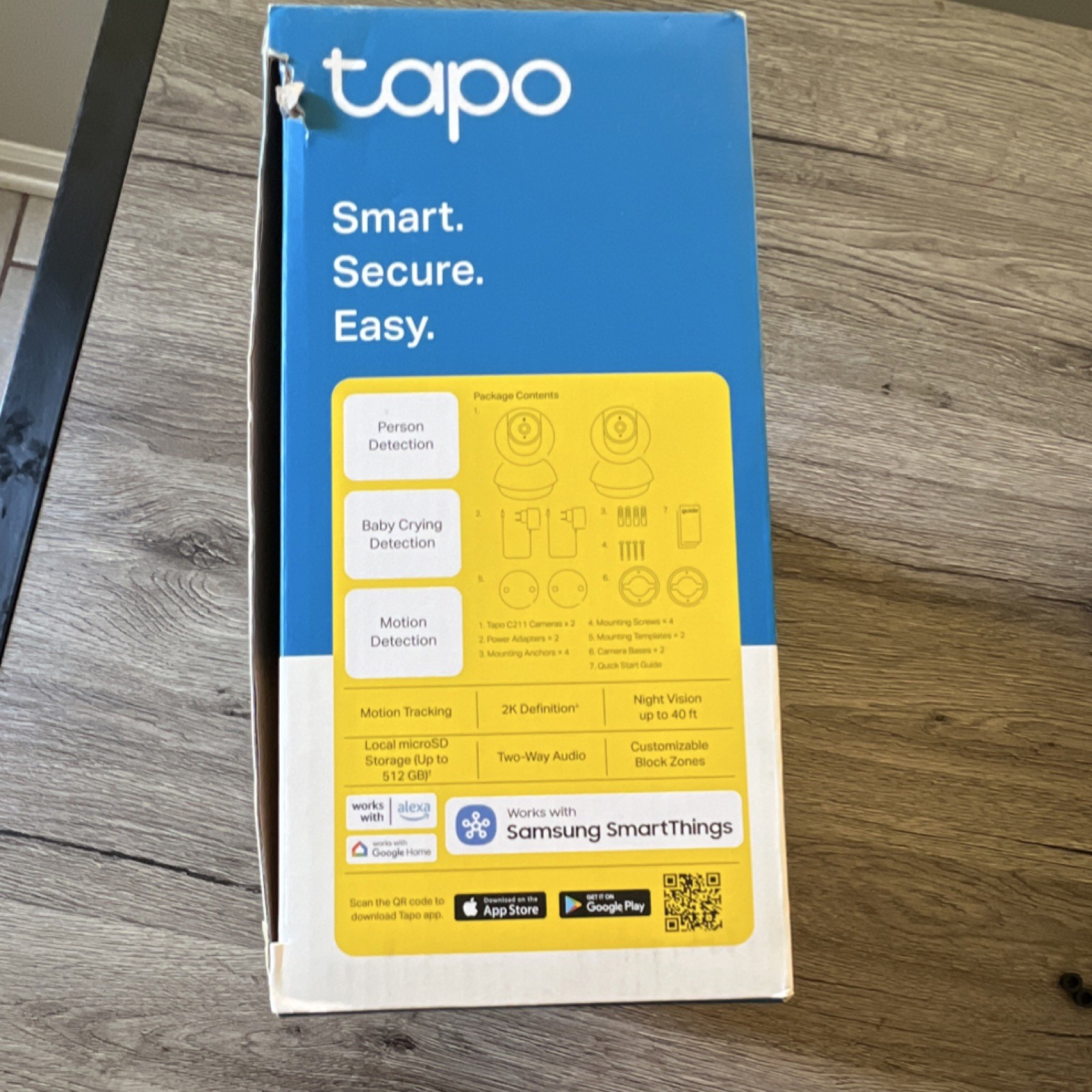 TP-LINK Tapo C211 2K Pan/Tilt Wi-Fi Camera 2-Pack, Person Detection, Alexa