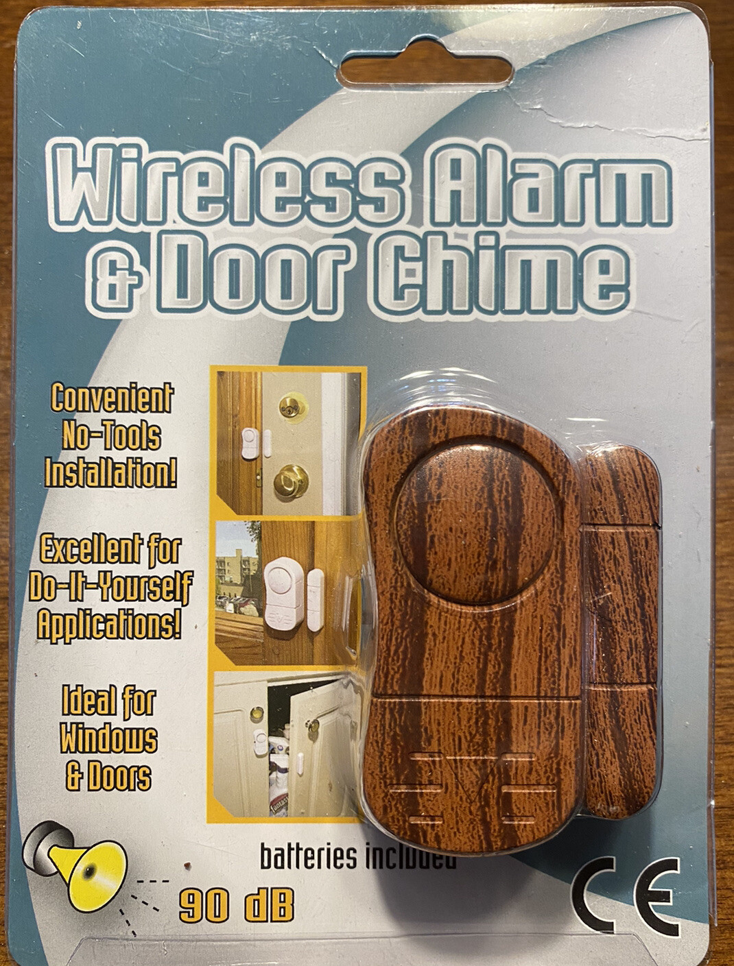 HDI Home Security Wireless Alarm Faux Wood Door Chime Battery Operated New