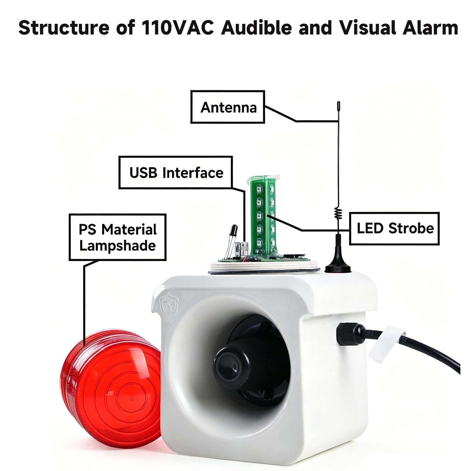 500 Meters（No Wall） Wireless Remote Control Outdoor Alarm Light Siren, LED St…